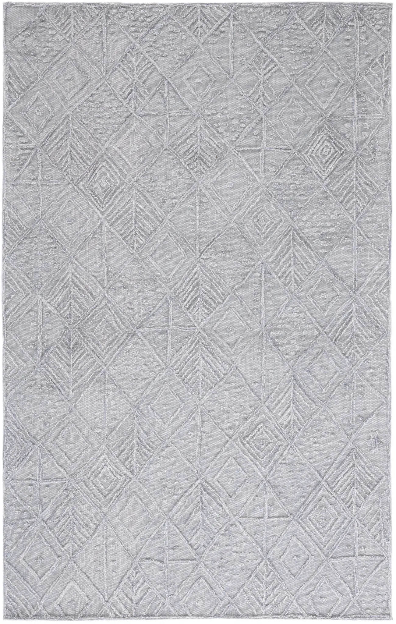 Textural Textual Diamond Lattice Hand-Tufted Wool Rug