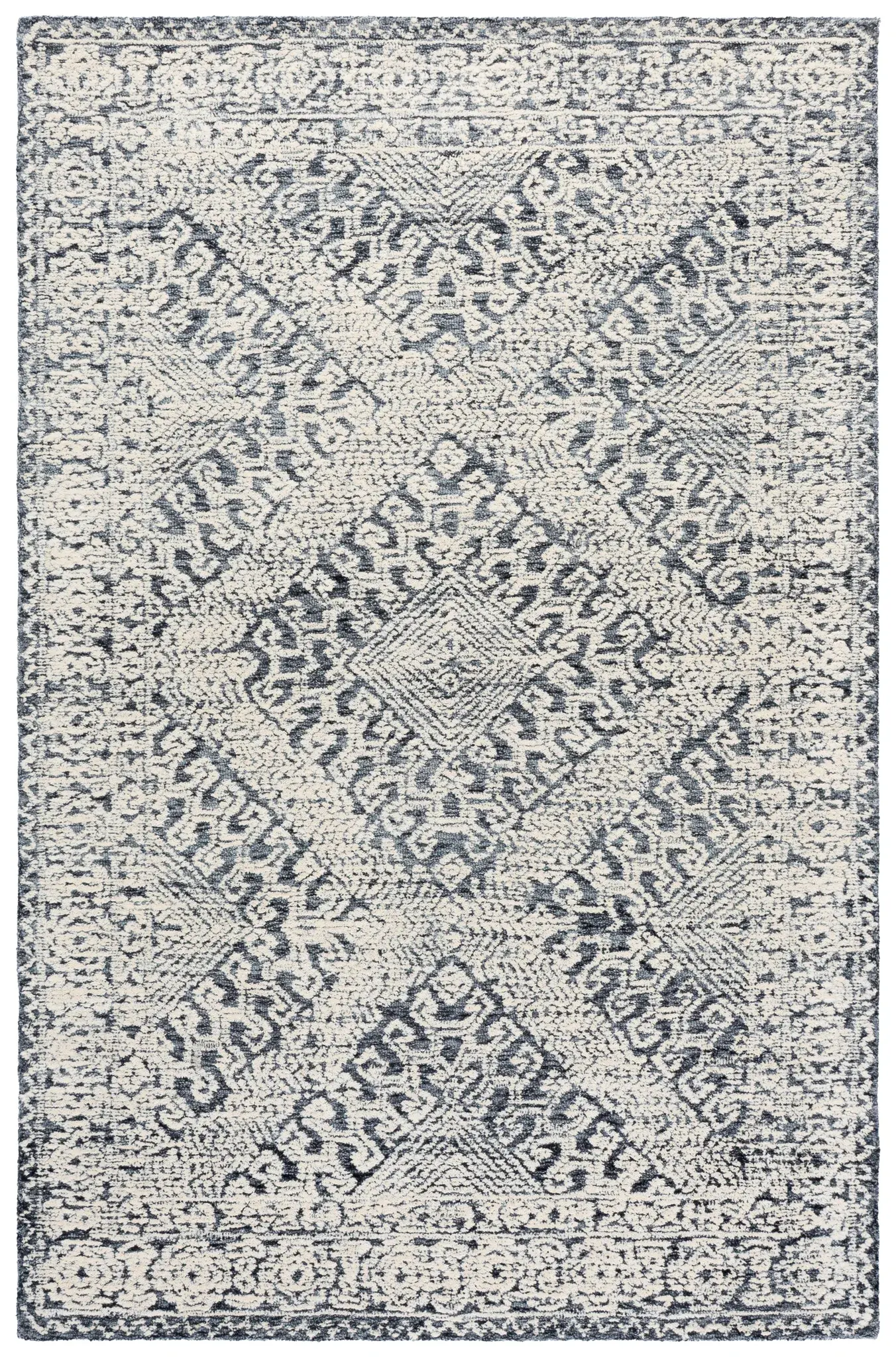 Textural Tribal Medallion Hand-Tufted Wool Rug