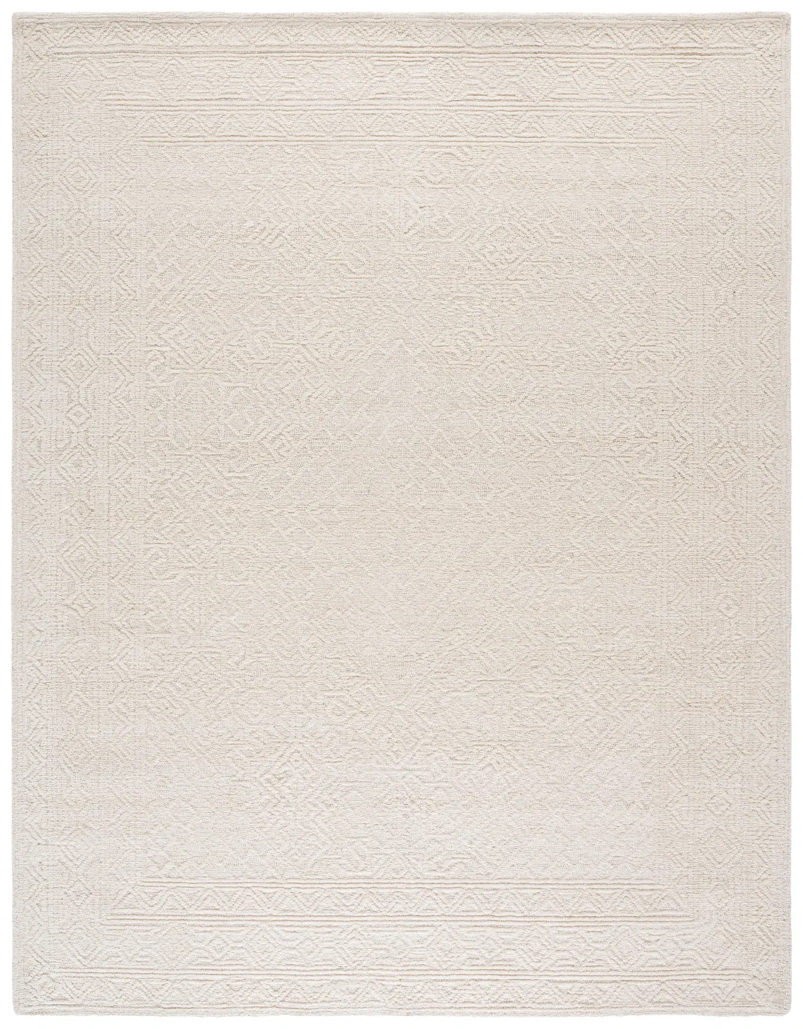 Textural Carved Diamond Border Hand-Tufted Wool Rug