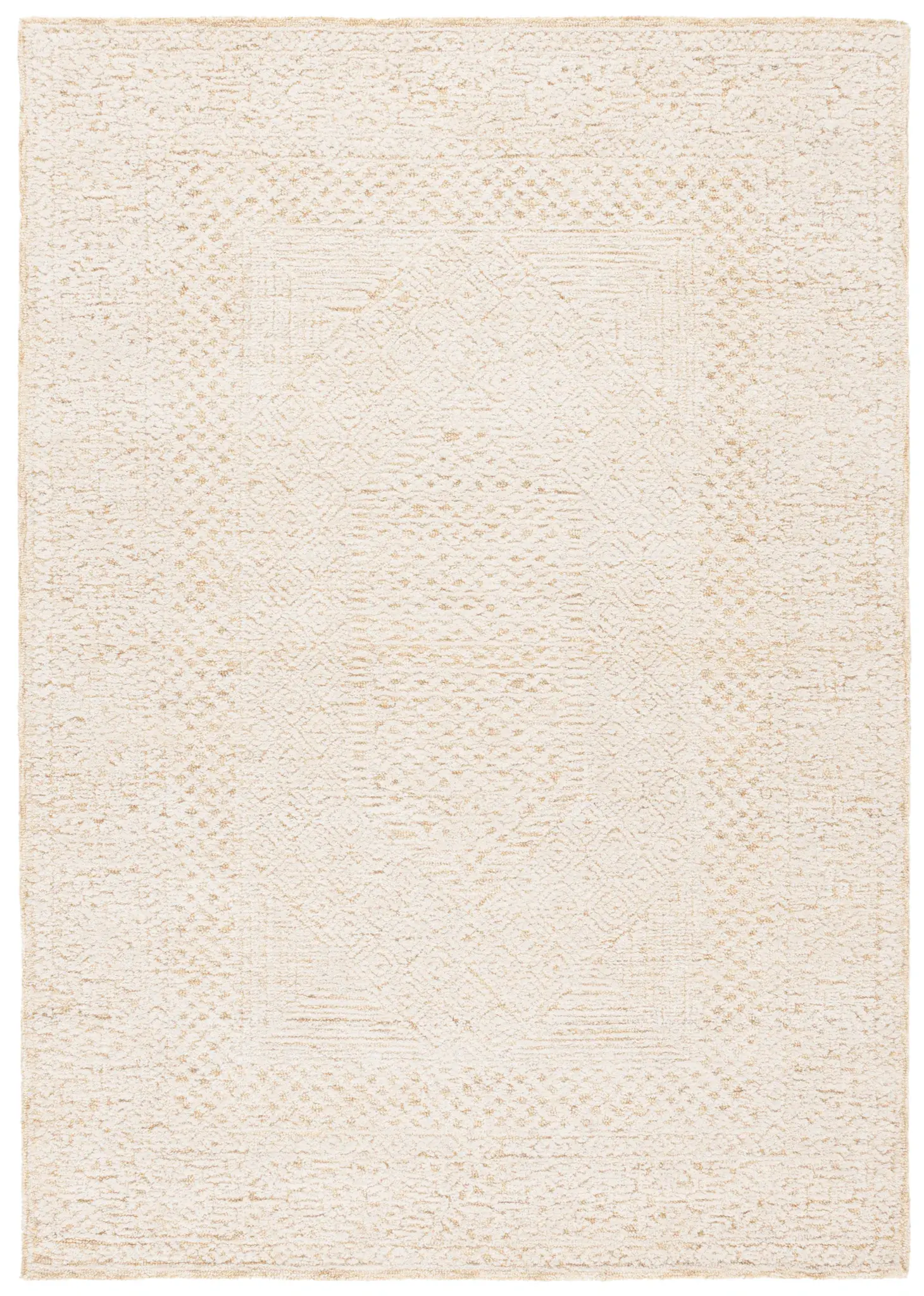 Textural Bordered Diamond Medallion Hand-Tufted Wool Rug