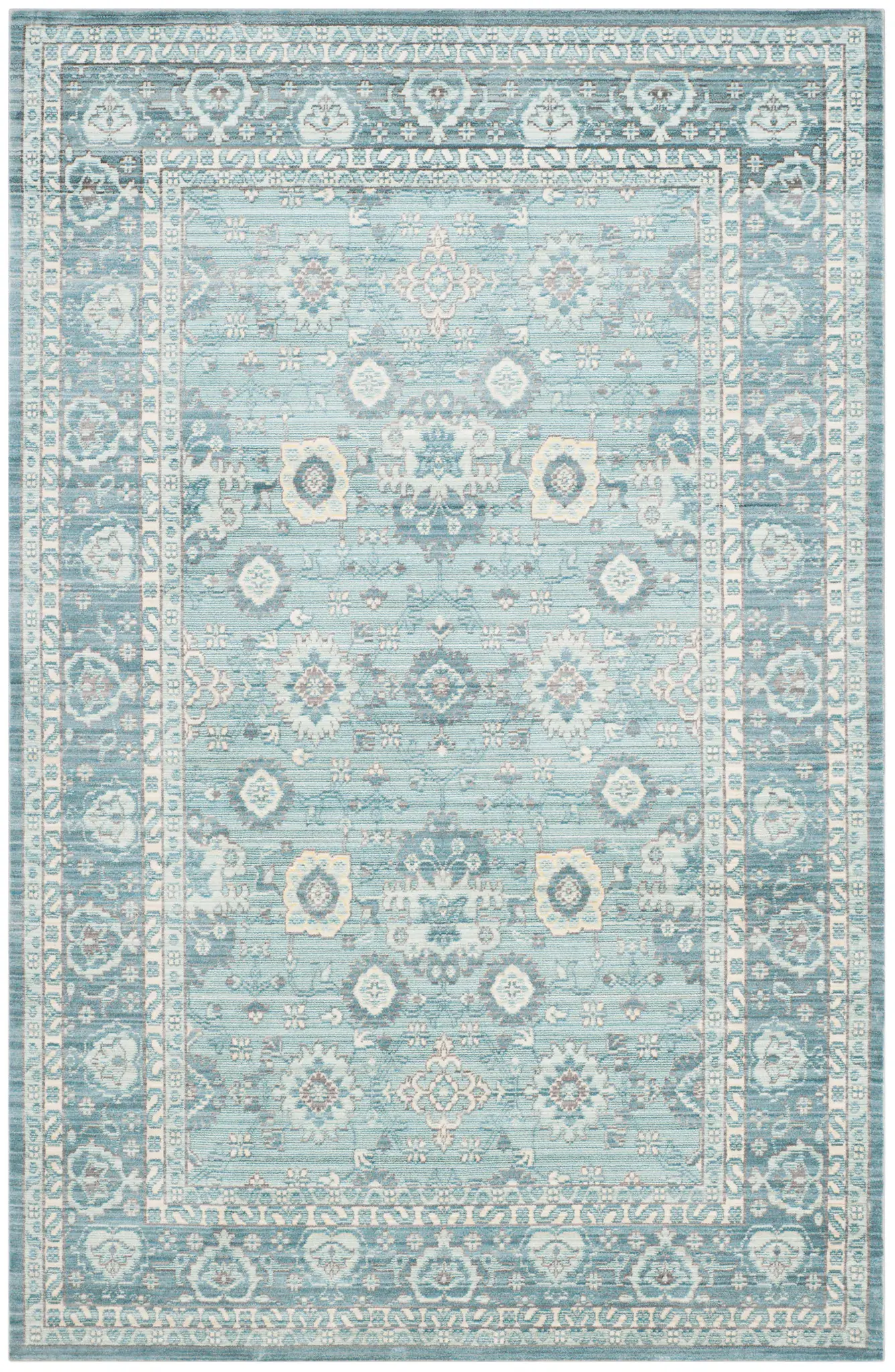 Valencia Distressed Floral Border Rug
