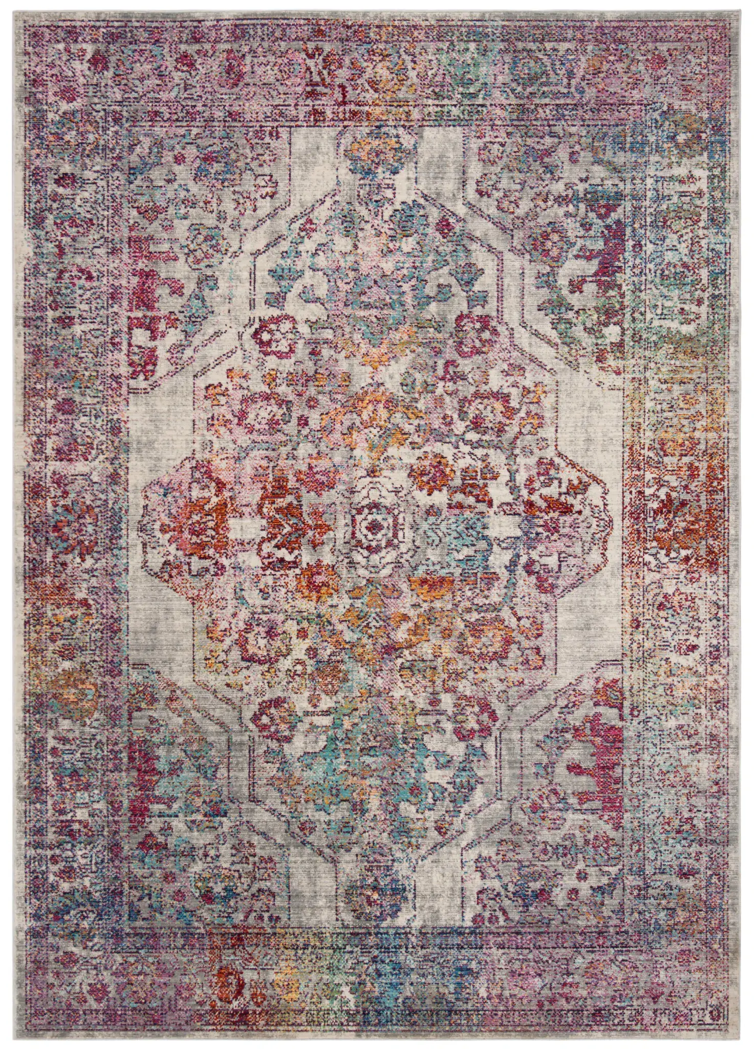 Valencia Distressed Botanical Medallion Rug