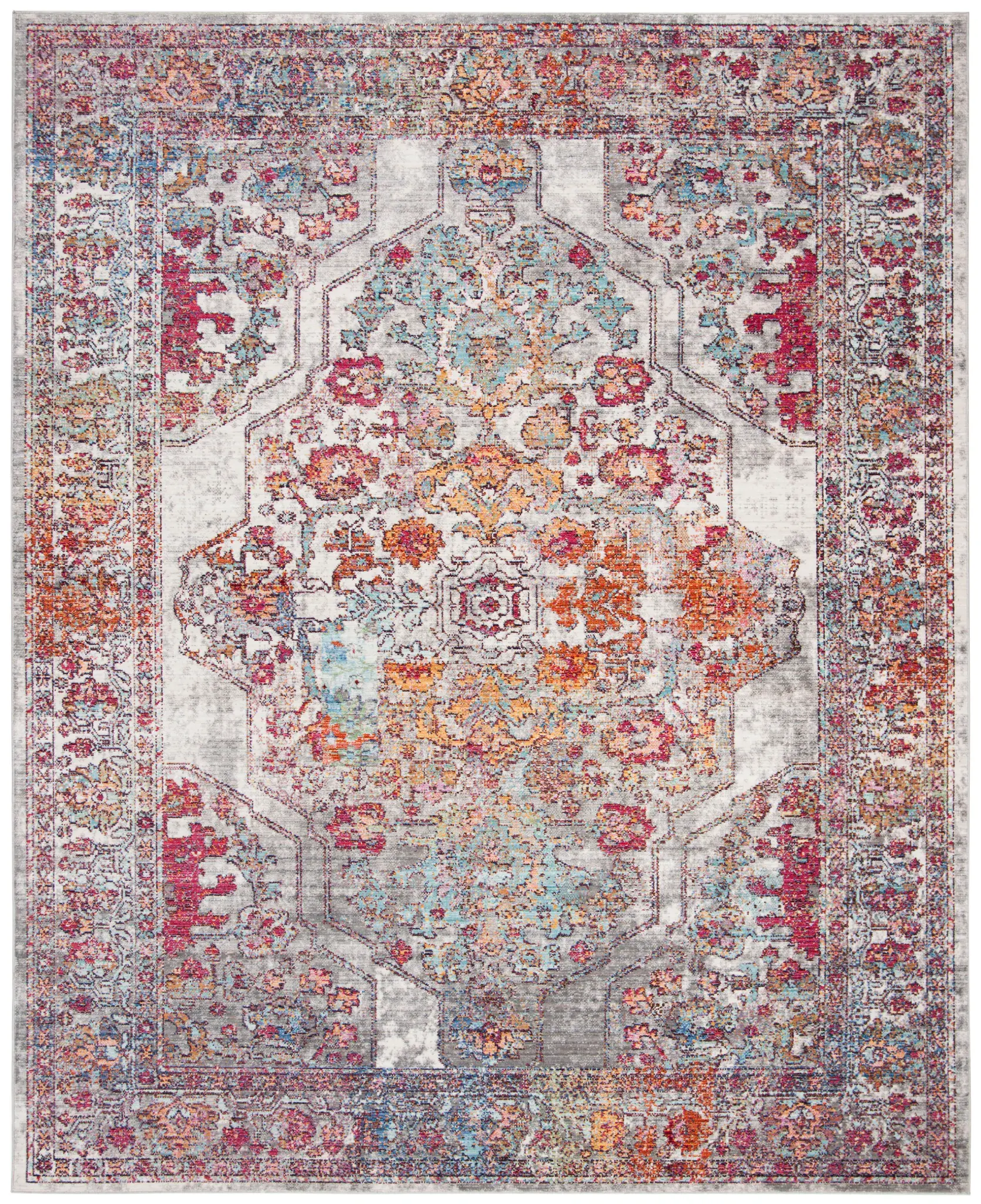 Valencia Distressed Botanical Medallion Rug