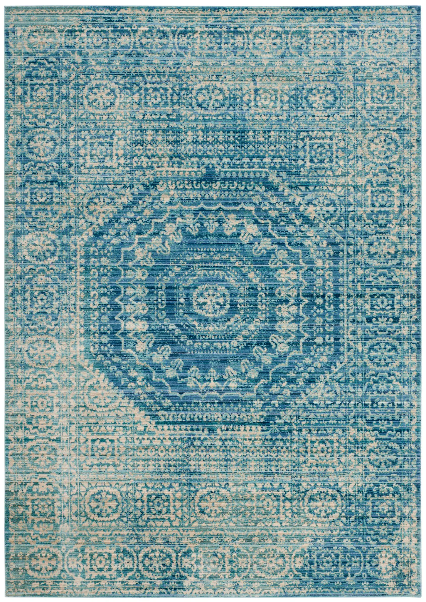 Valencia Distressed Rosette Medallion Rug