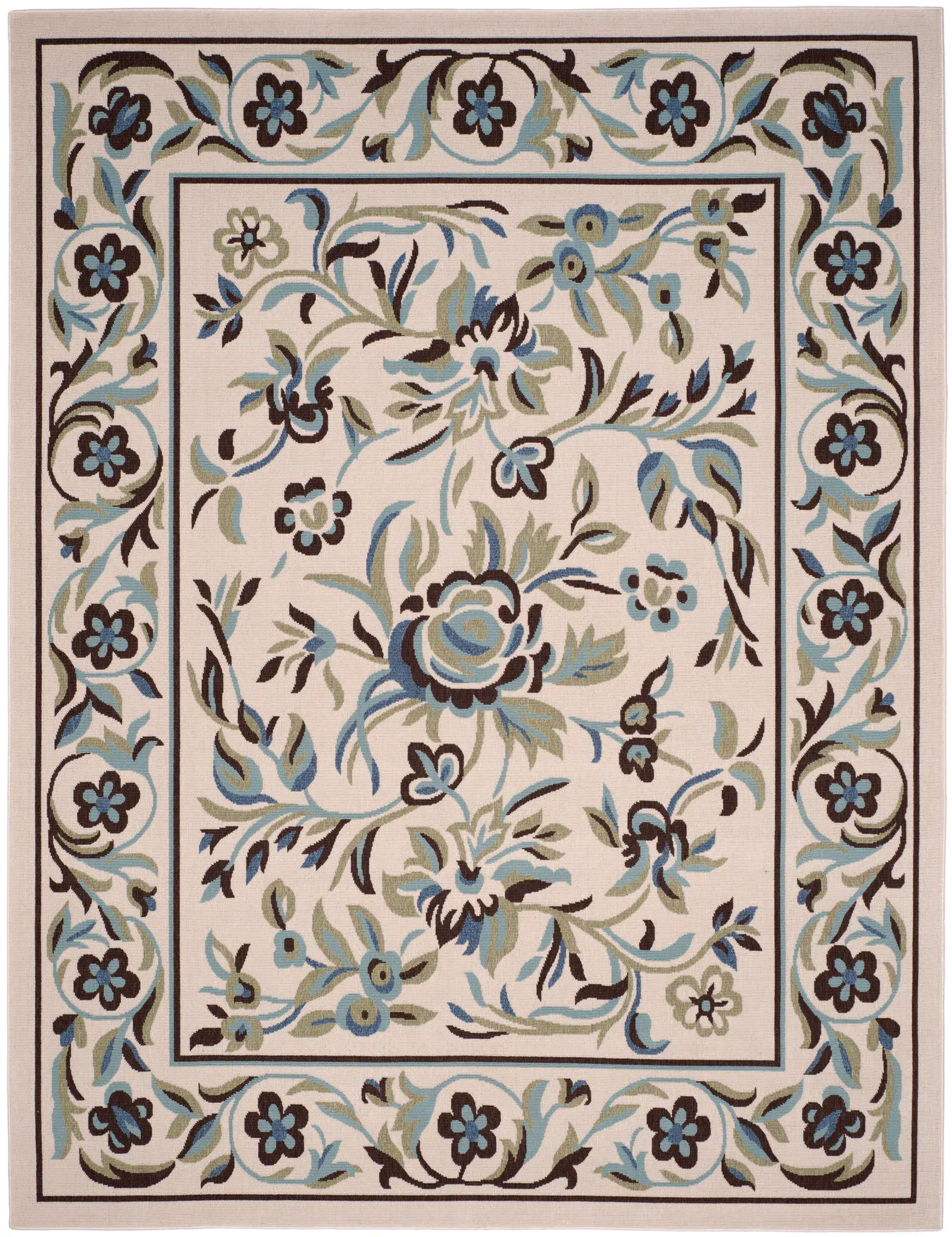 Veranda Floral Border Outdoor Rug