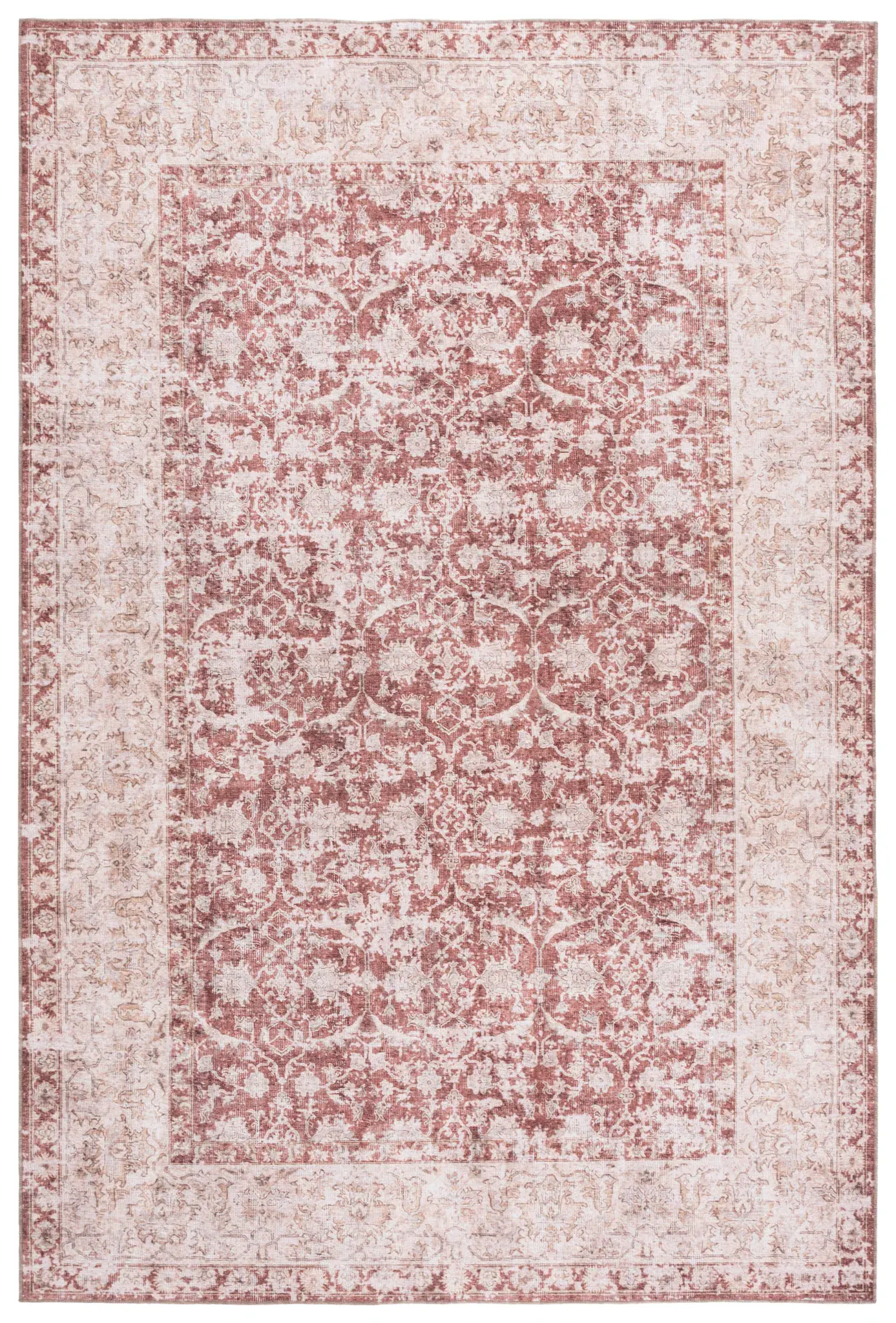 Vintage Heriz Floral Lattice Washable Rug