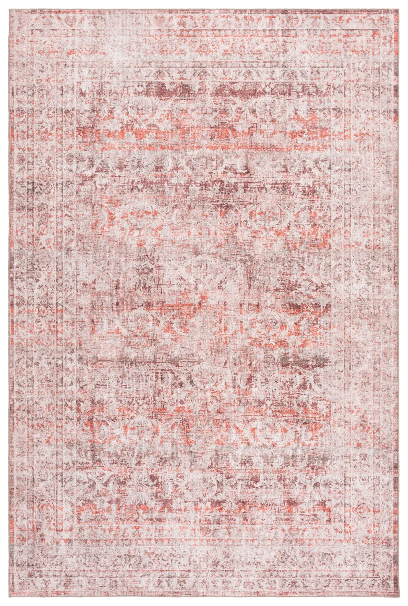 Vintage Heriz Distressed Floral Washable Rug