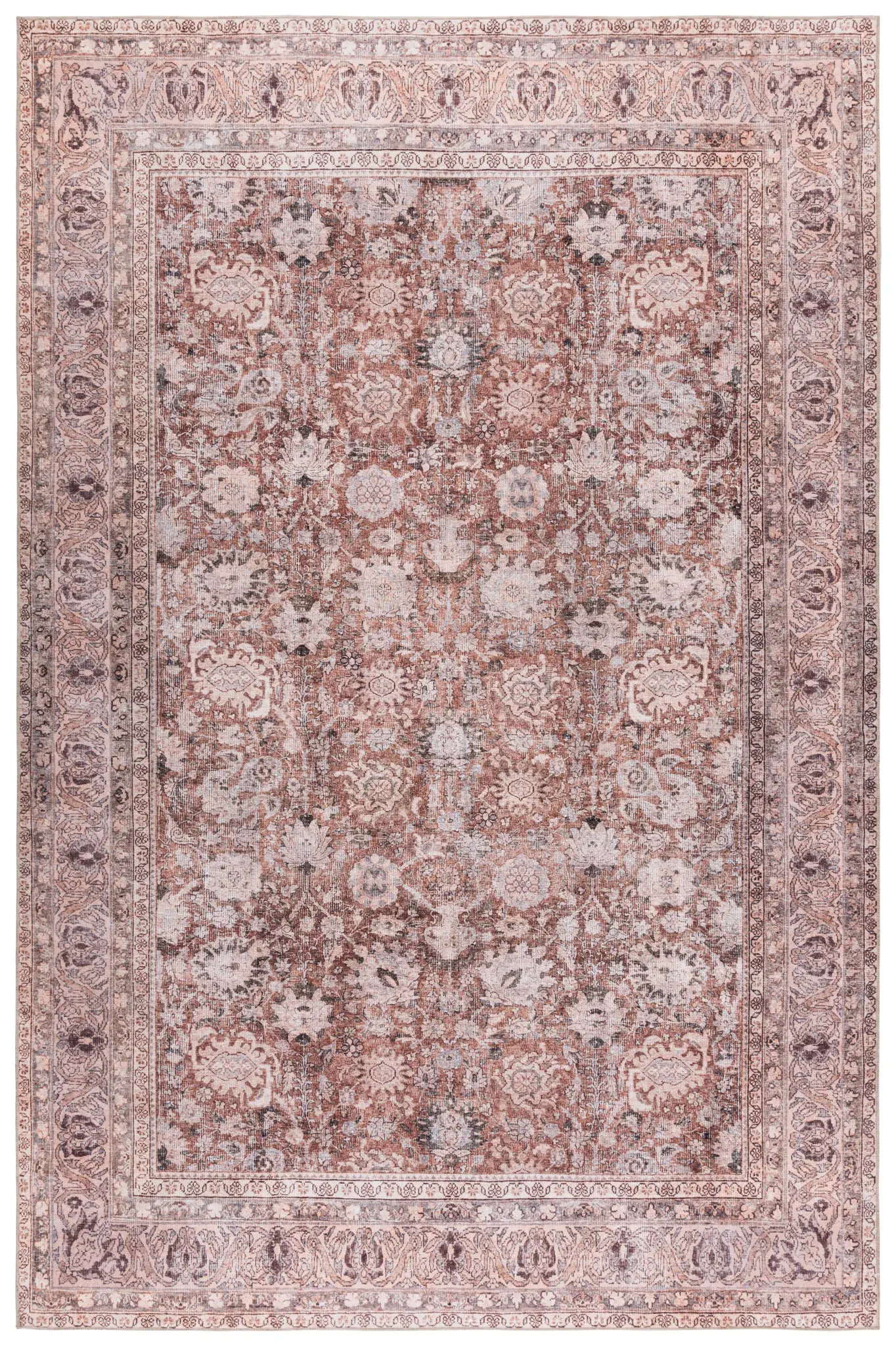 Vintage Heriz Allover Floral Washable Rug