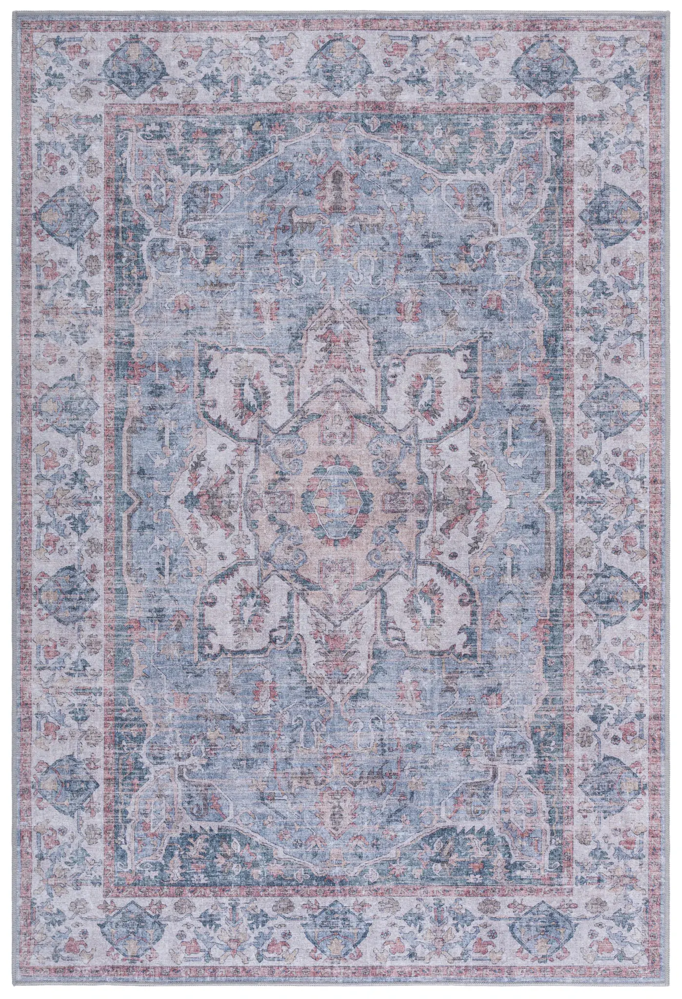 Vintage Heriz Traditional Medallion Washable Rug
