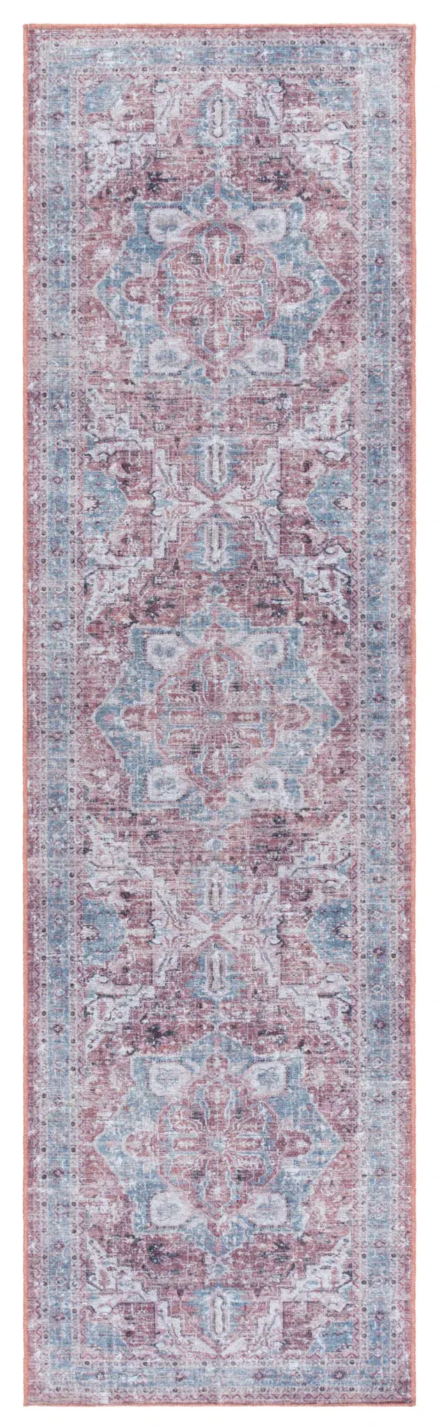 Vintage Heriz Rosette Medallion Washable Rug