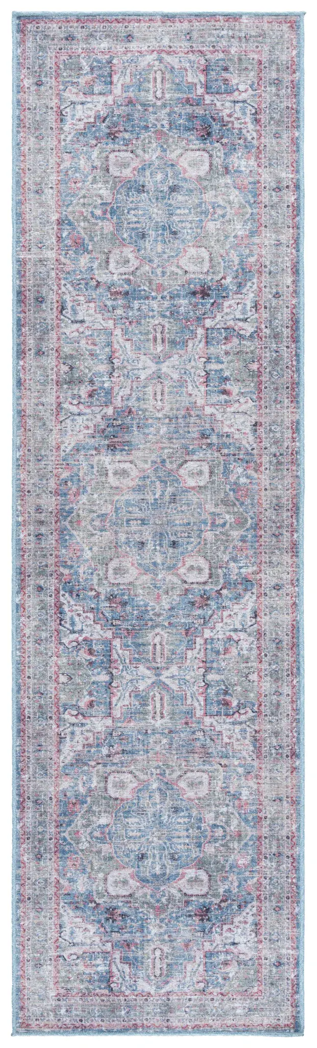 Vintage Heriz Rosette Medallion Washable Rug