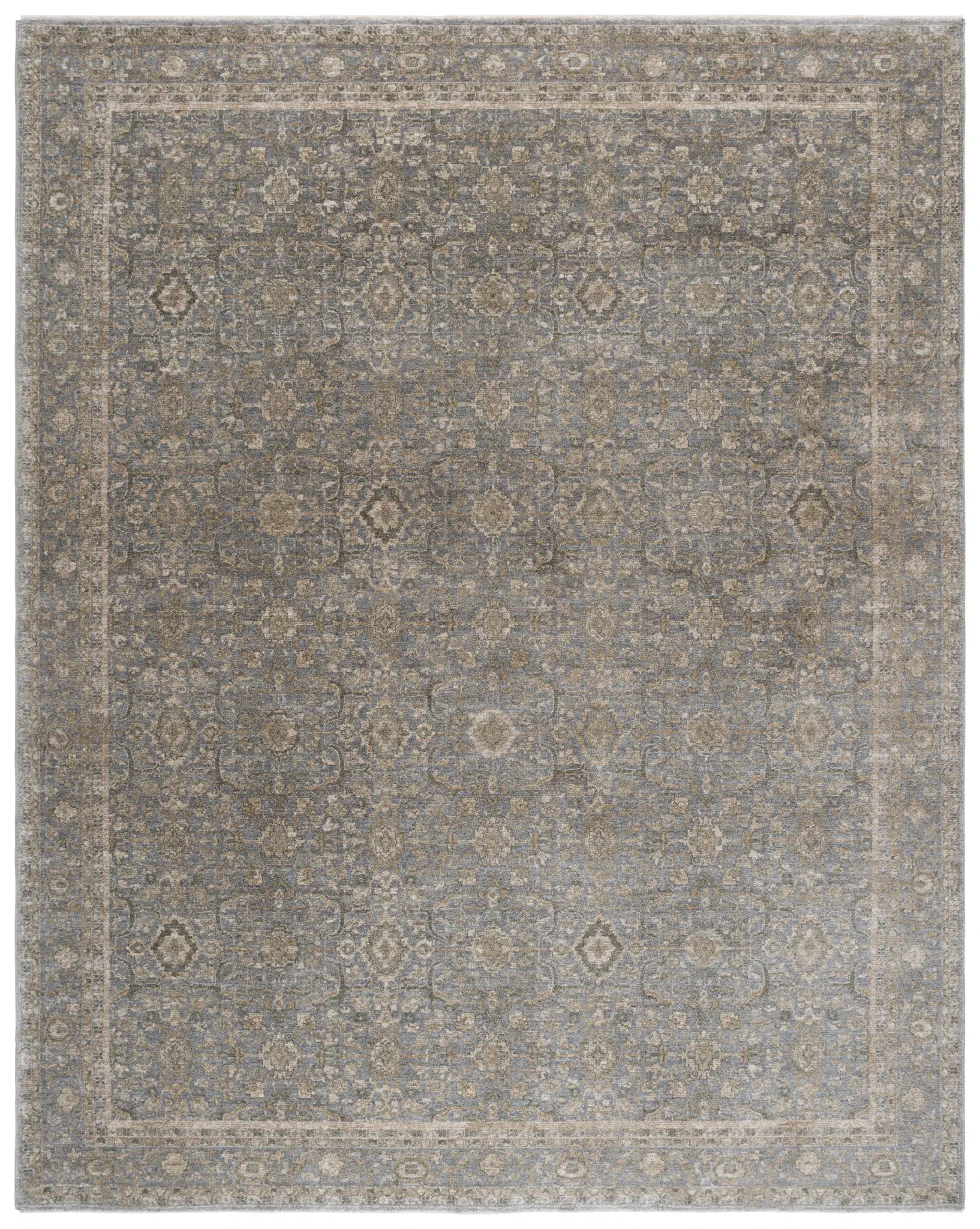 Vintage Overdye Distressed Bordered Floral Rug