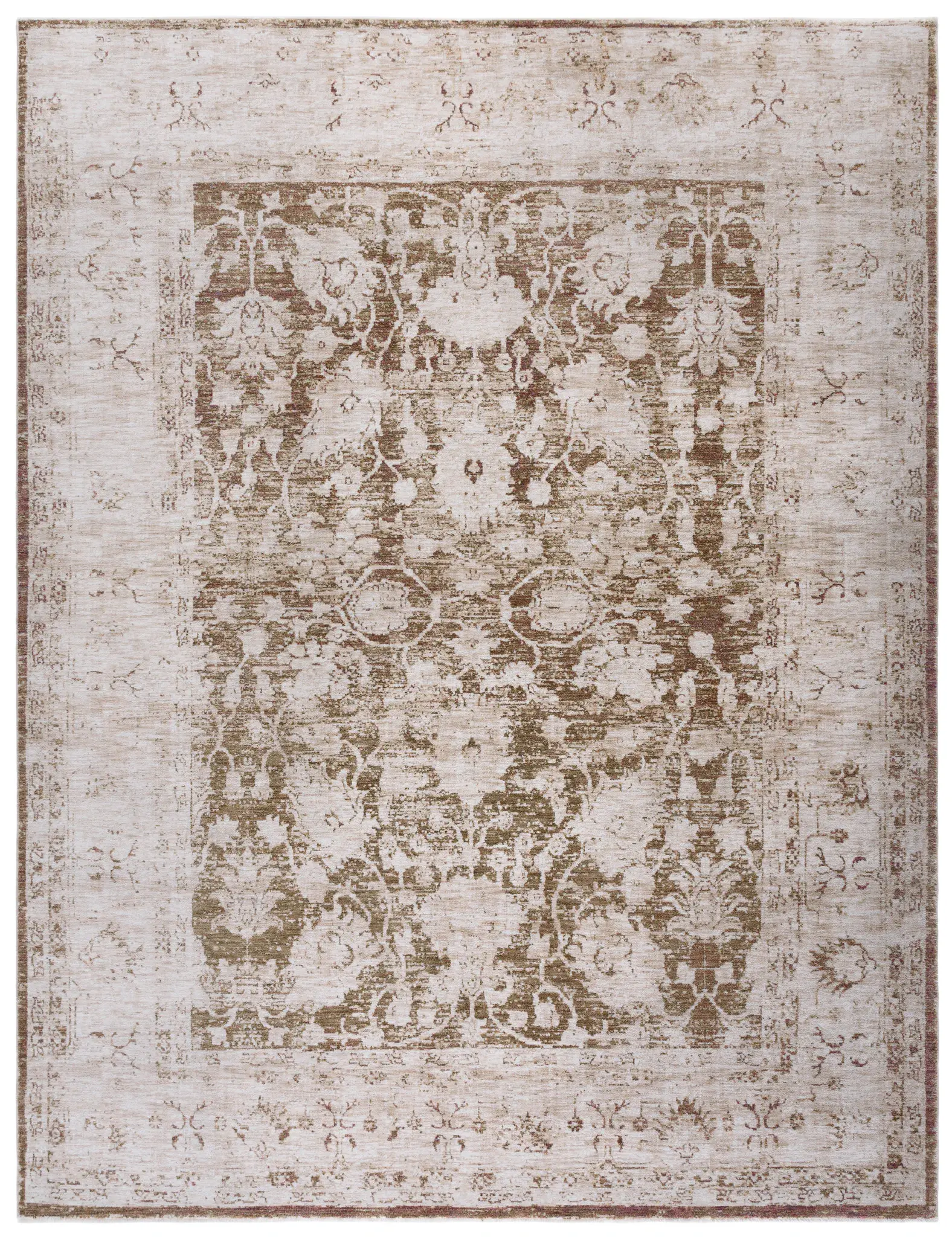 Vintage Oushak Distressed Floral Rug