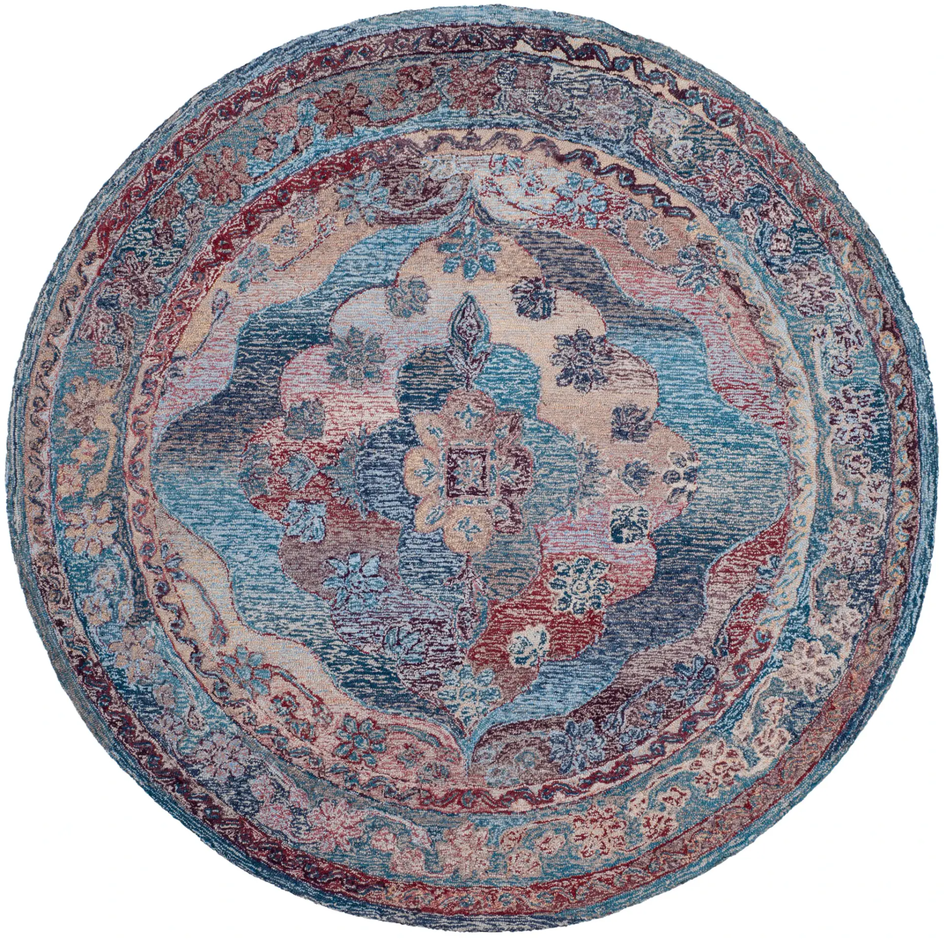 Vintage Oushak Floral Medallion Hand-Tufted Rug
