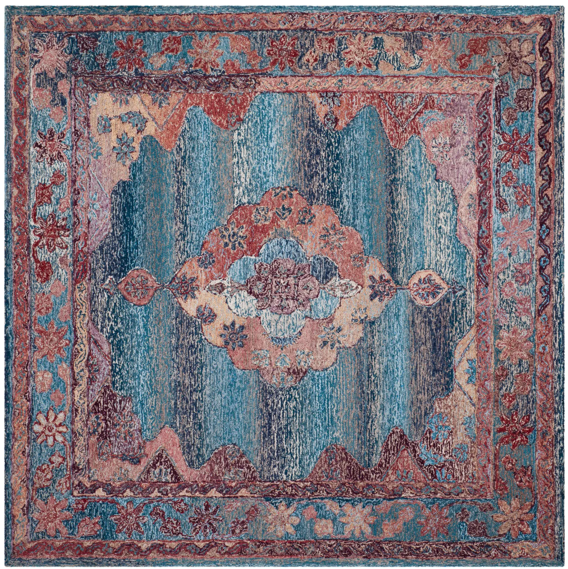 Vintage Oushak Floral Medallion Hand-Tufted Rug