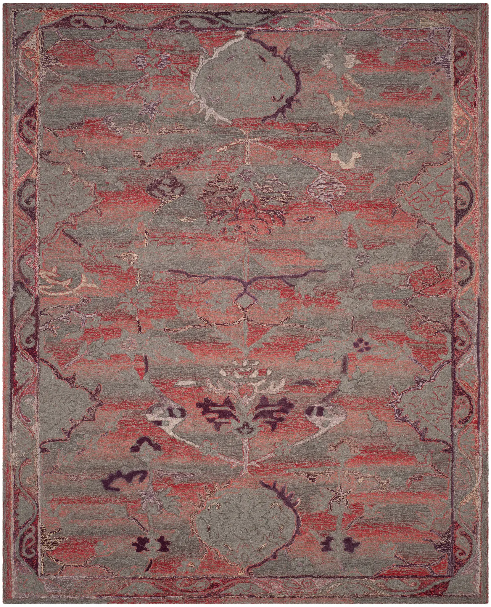 Vintage Oushak Faded Floral Hand-Tufted Rug