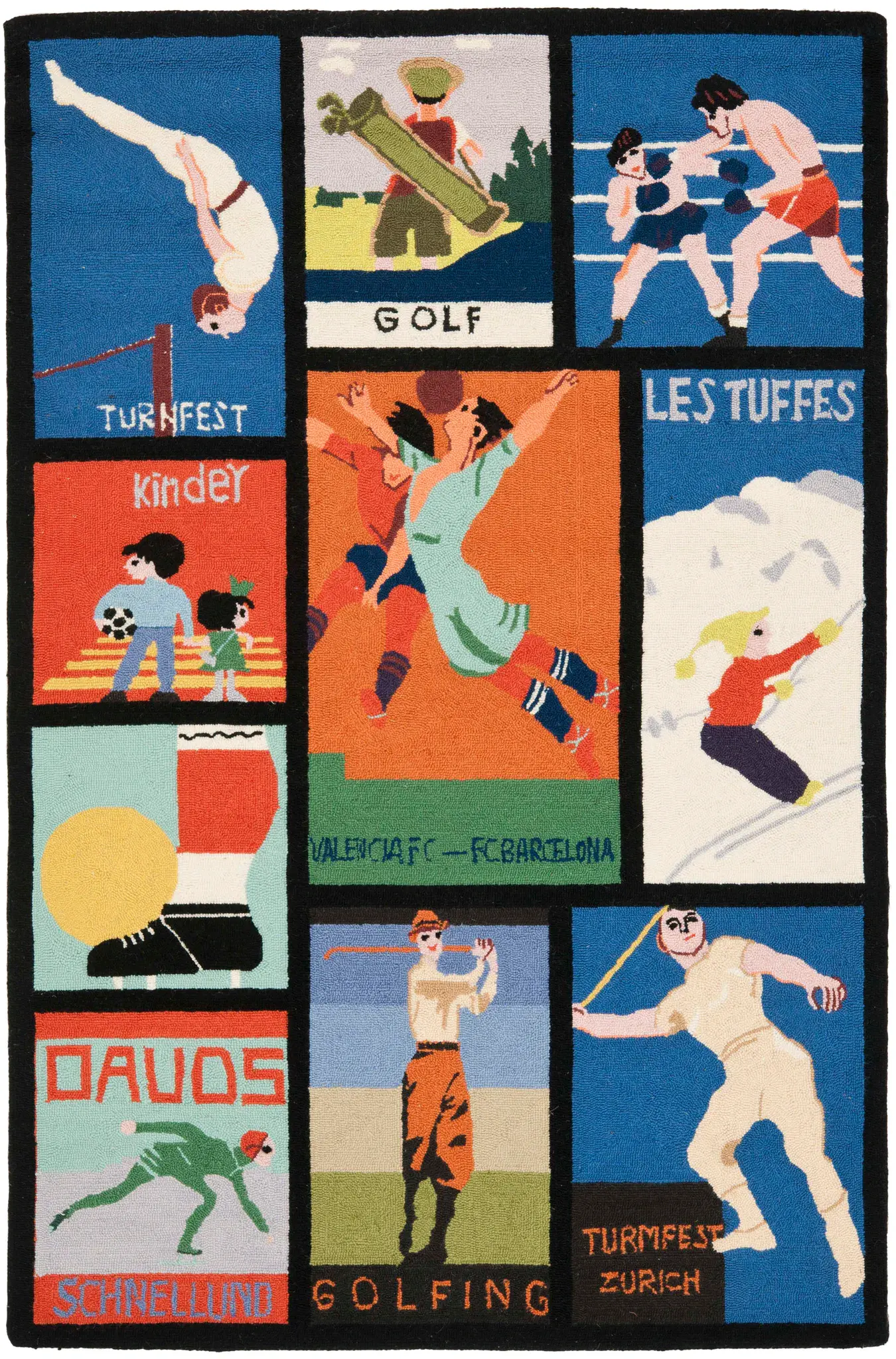 Vintage Posters Retro Sports Wool Rug