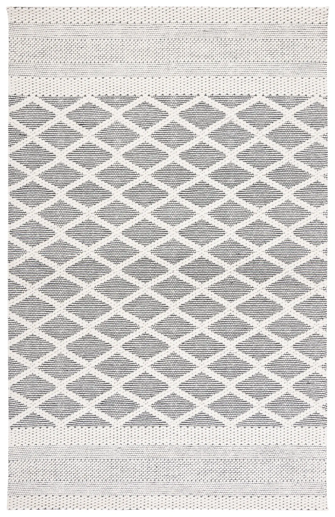 Vermont Lattice Band Hand-Woven Wool Rug