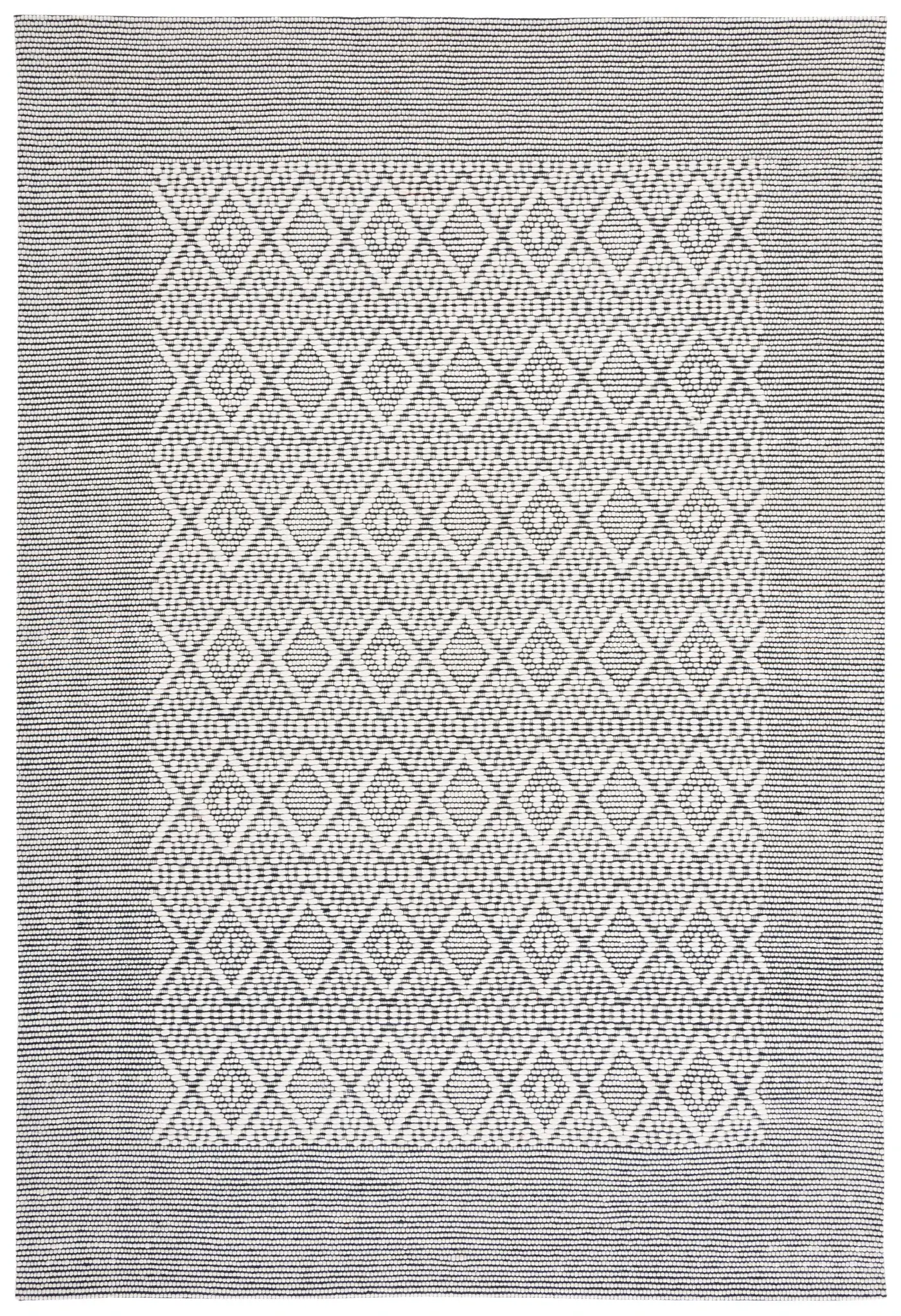Vermont Bordered Diamond Hand-Woven Wool Rug