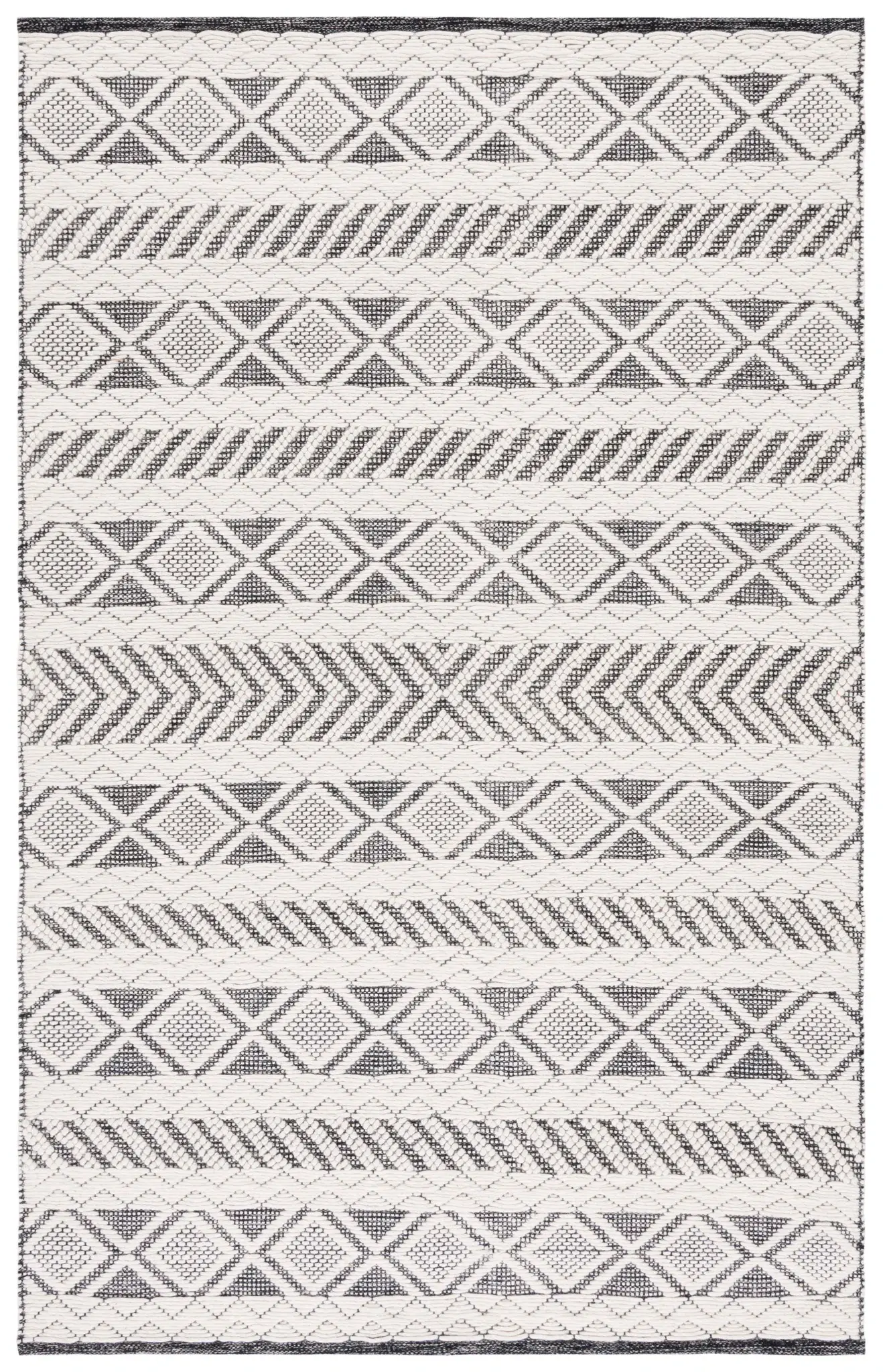 Vermont Banded Chevron And Diamond Hand-Woven Wool Rug