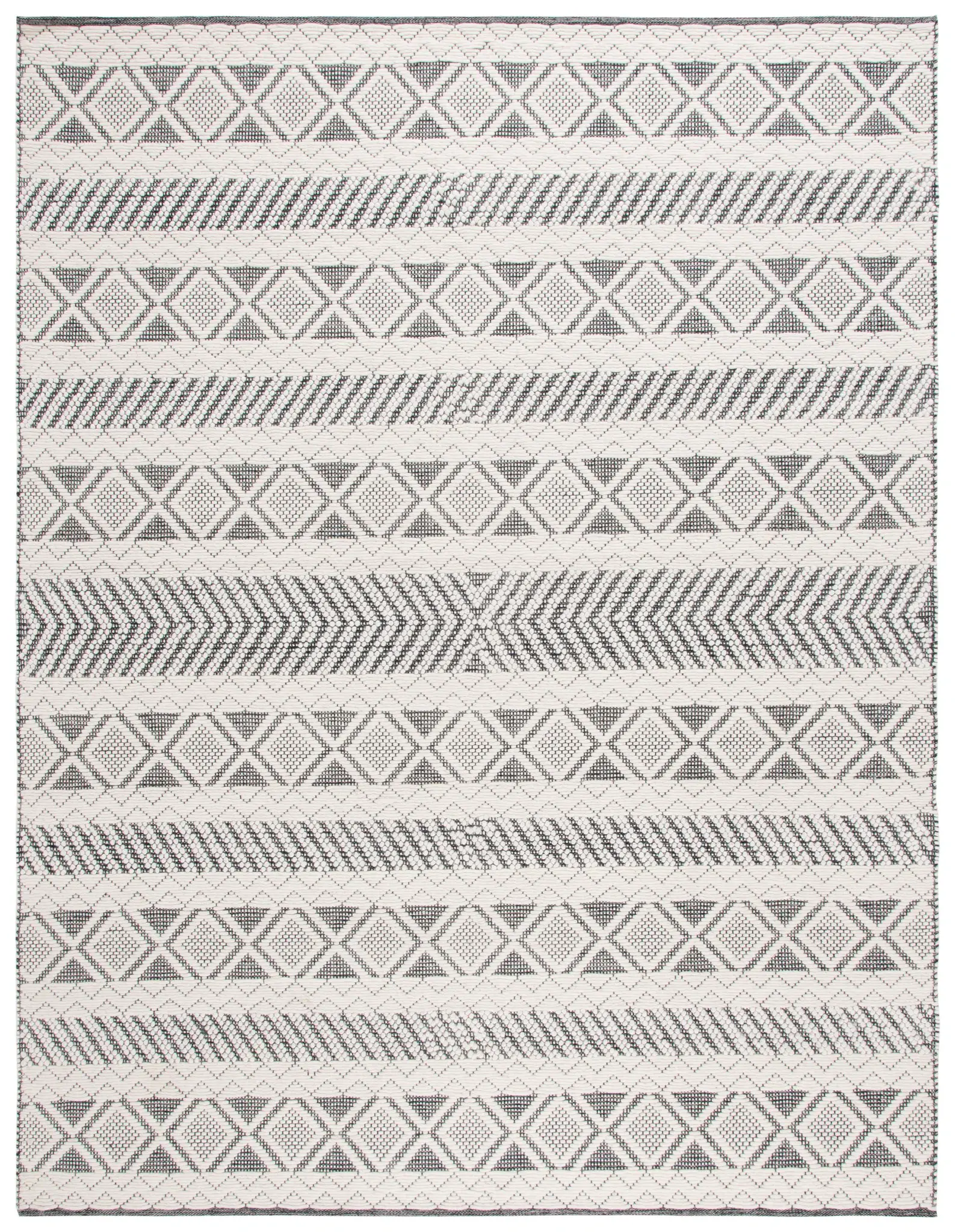 Vermont Banded Chevron And Diamond Hand-Woven Wool Rug