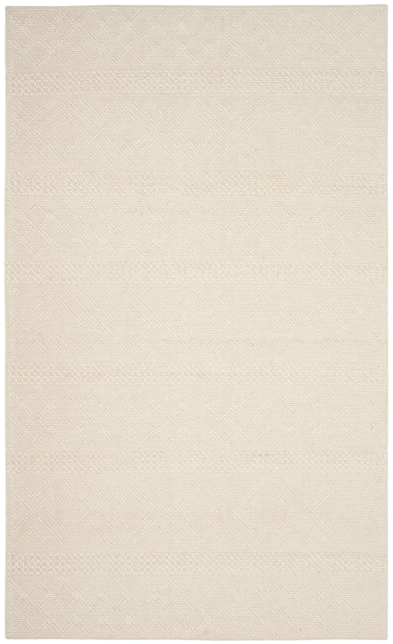 Vermont Banded Diamond Hand-Woven Wool and Cotton Rug