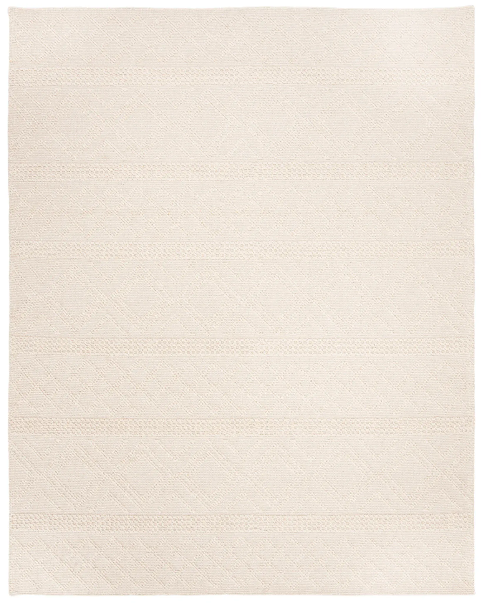 Vermont Banded Diamond Hand-Woven Wool and Cotton Rug