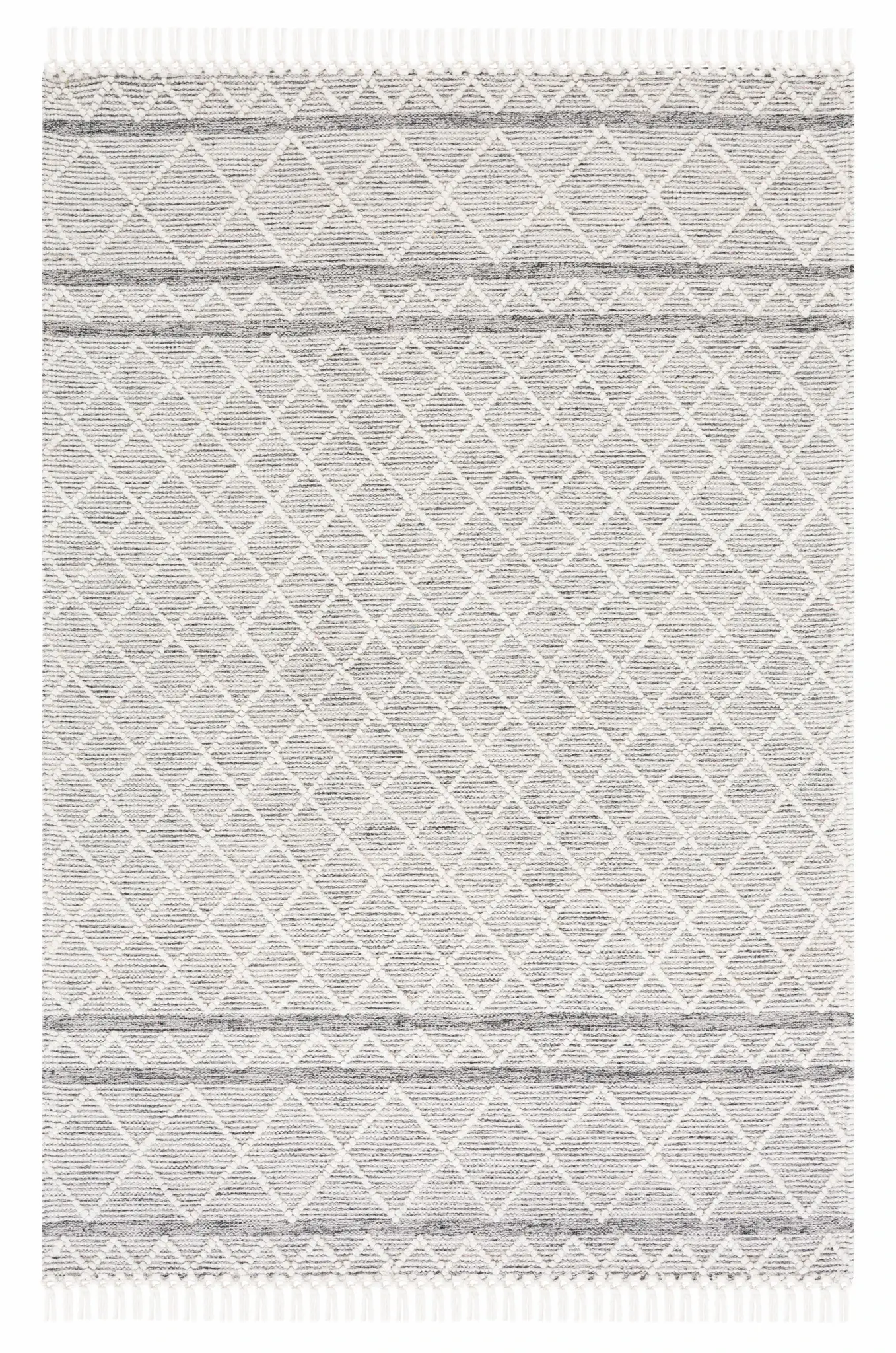 Vermont Banded Diamond Lattice Hand-Loomed Wool Rug