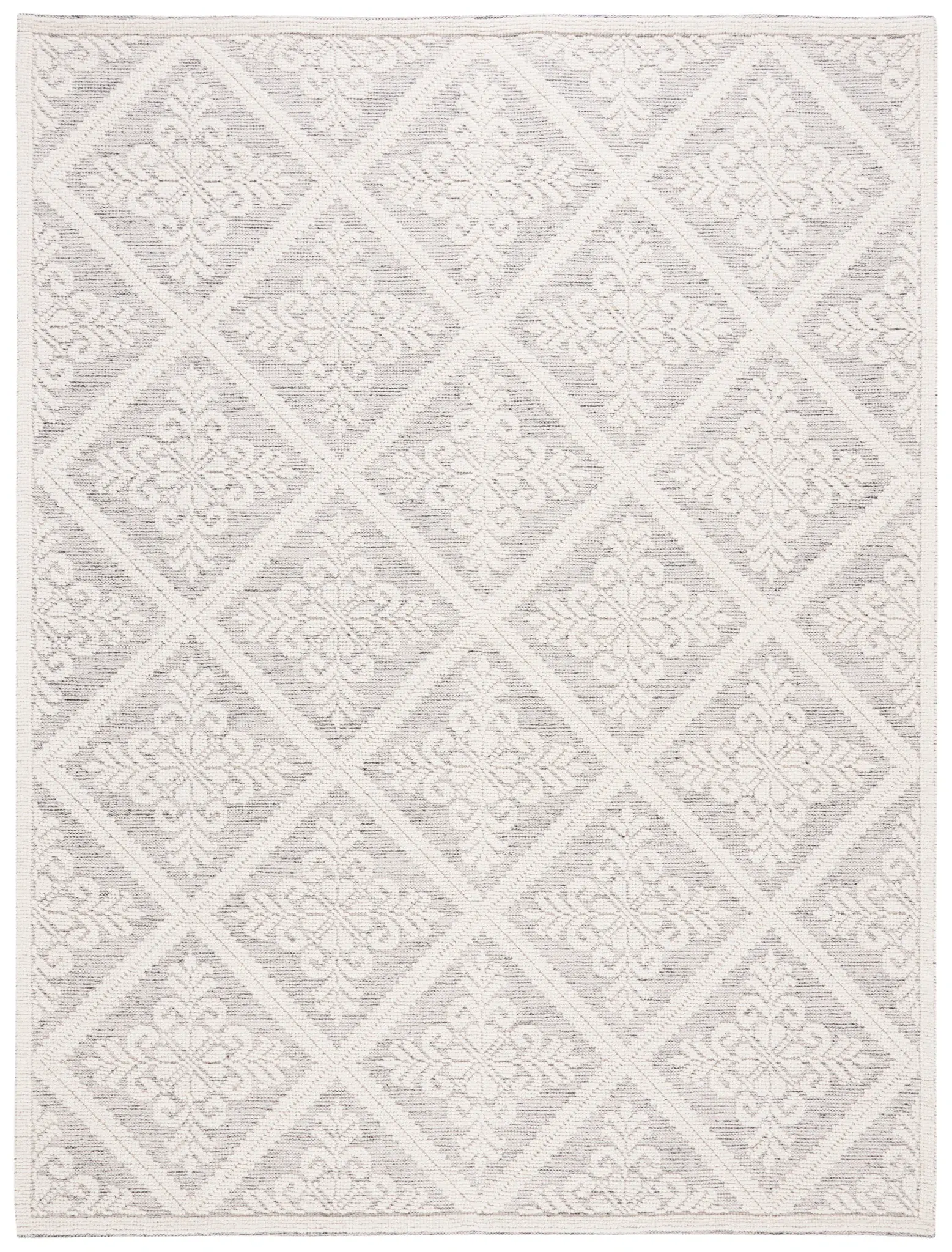 Vermont Floral Diamond Hand-Woven Wool Rug