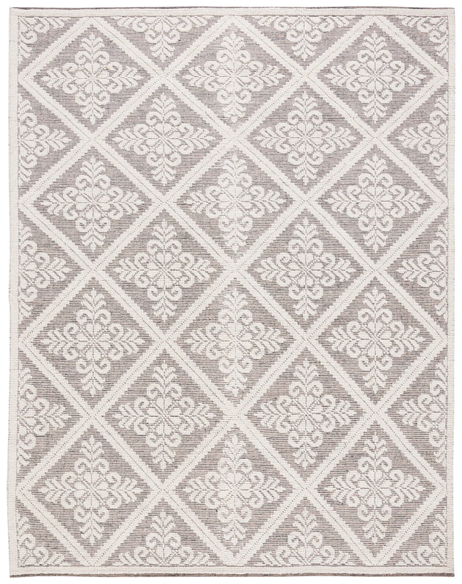 Vermont Floral Diamond Hand-Woven Wool Rug