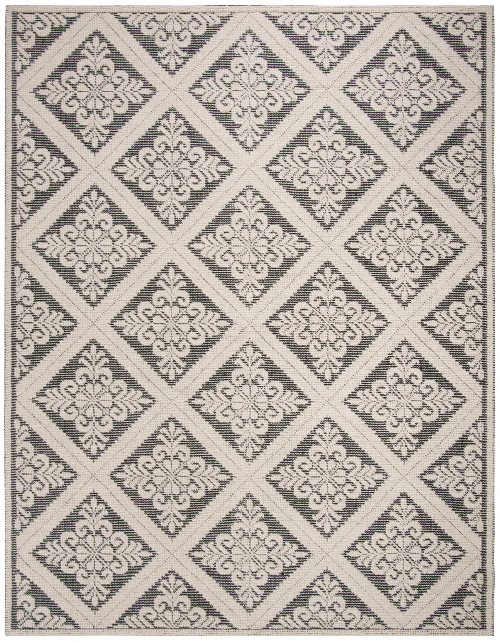 Vermont Floral Diamond Hand-Woven Wool Rug
