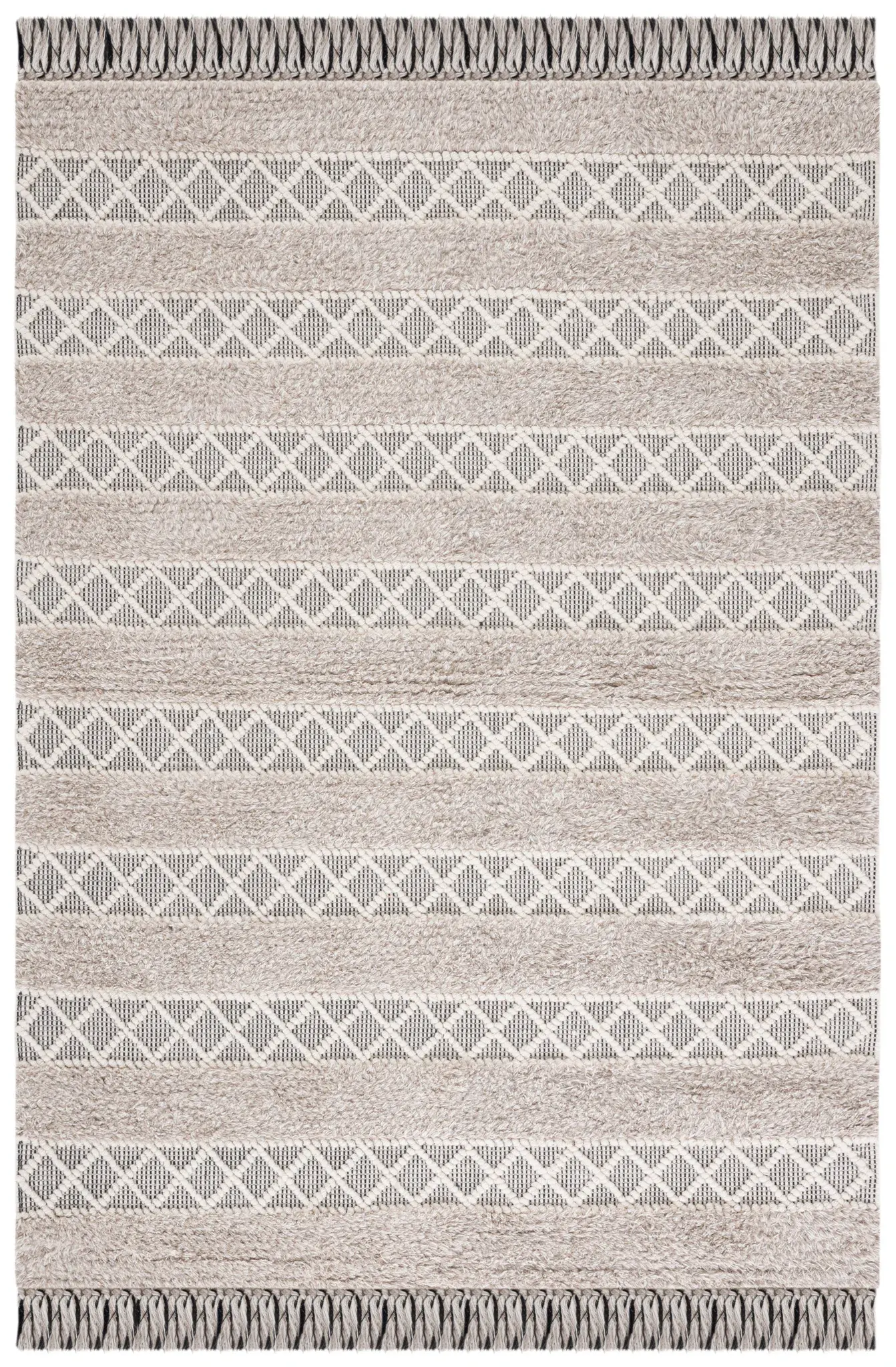 Vermont Banded Diamond Flatweave Wool Rug