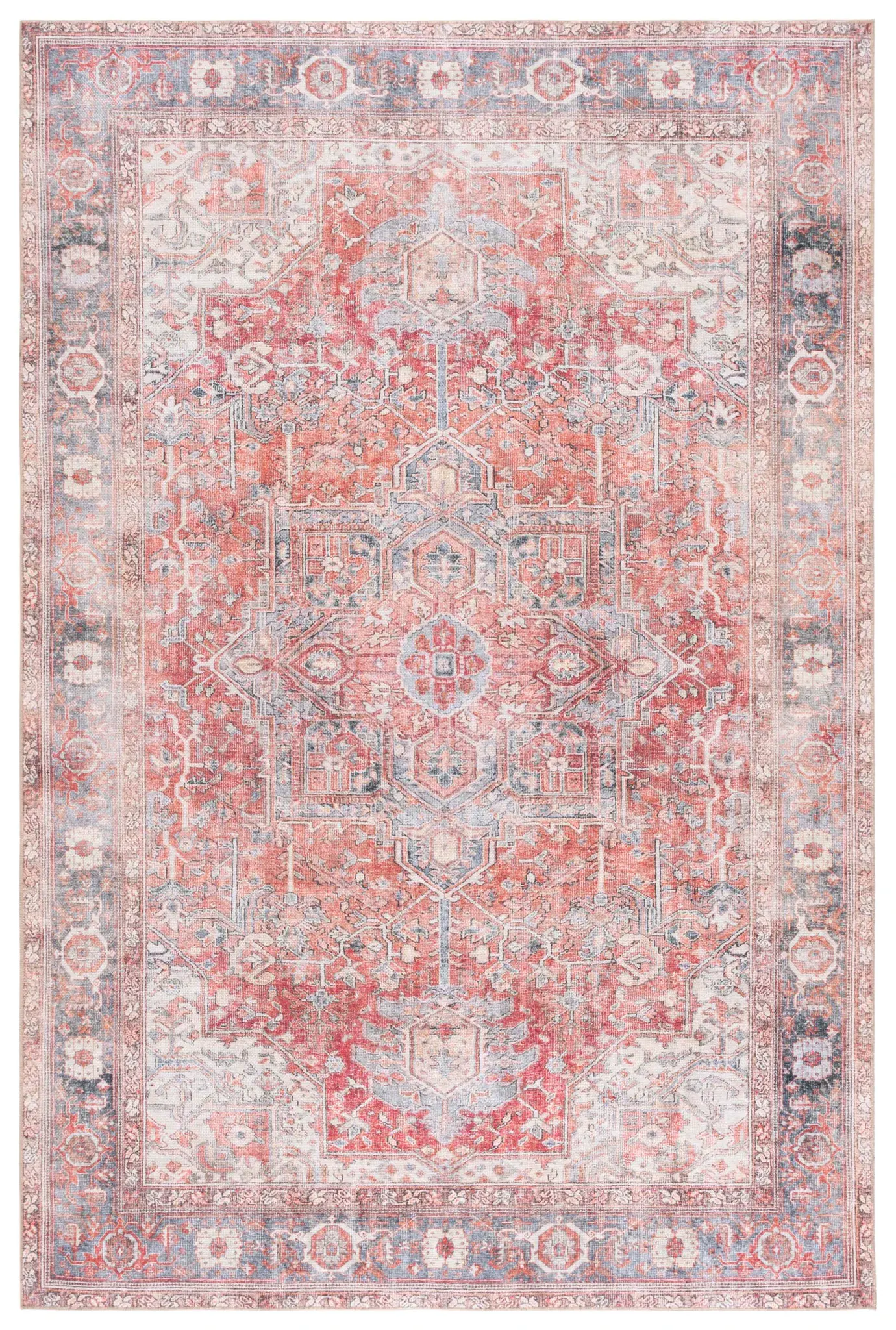 Vintage Serapi Medallion Washable Rug