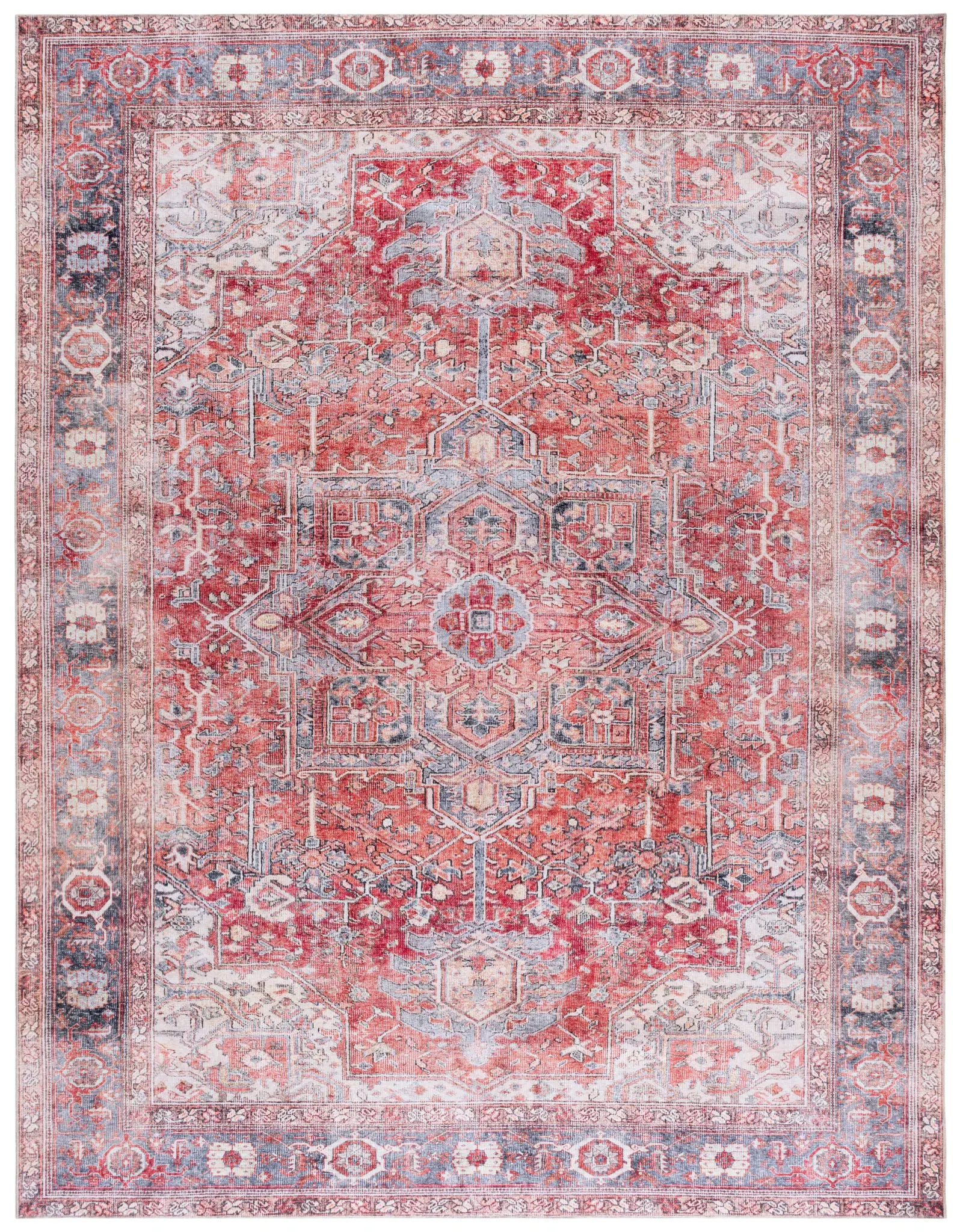 Vintage Serapi Medallion Washable Rug