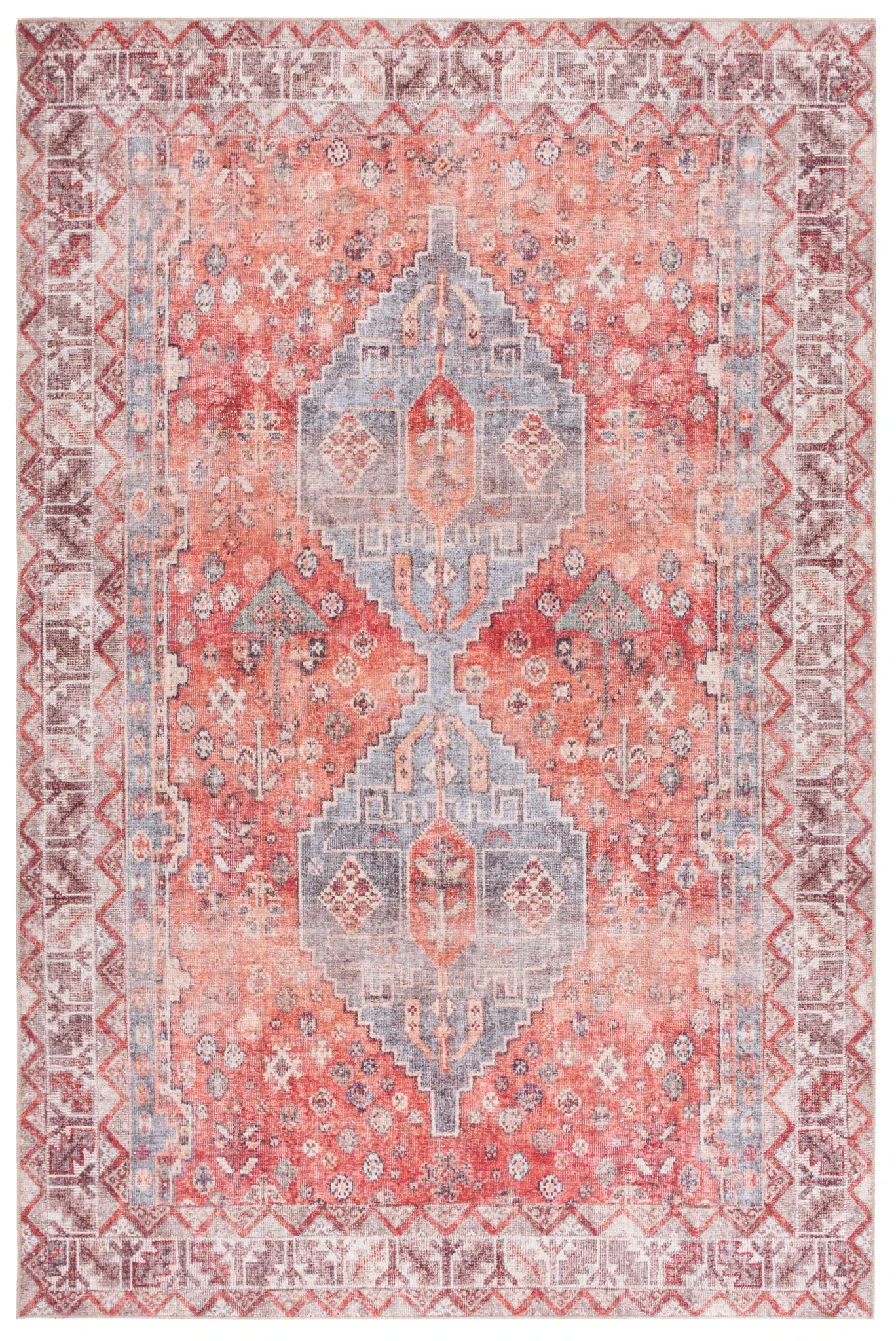 Vintage Serapi Double Diamond Washable Rug