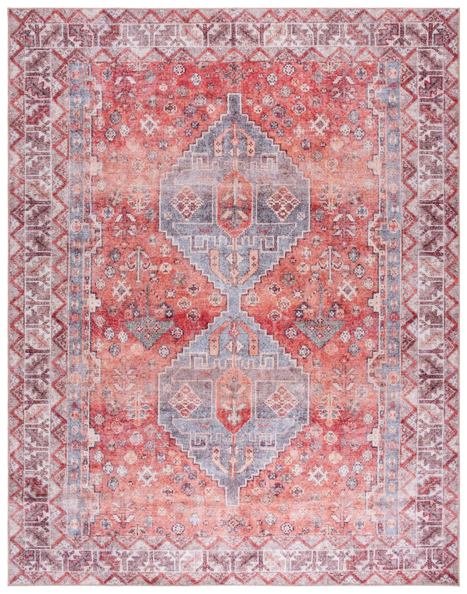 Vintage Serapi Double Diamond Washable Rug