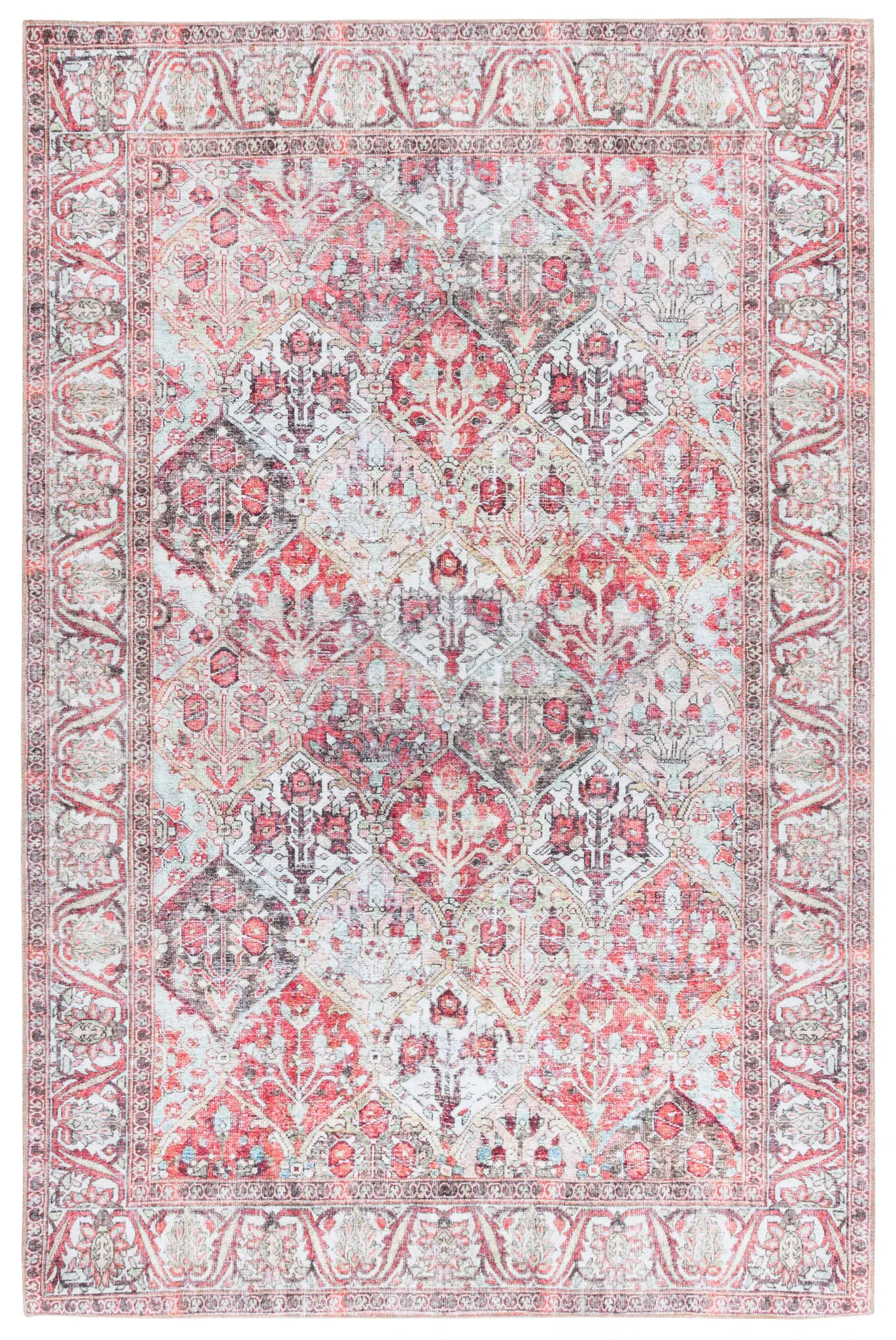Vintage Serapi Diamond Grid Washable Rug
