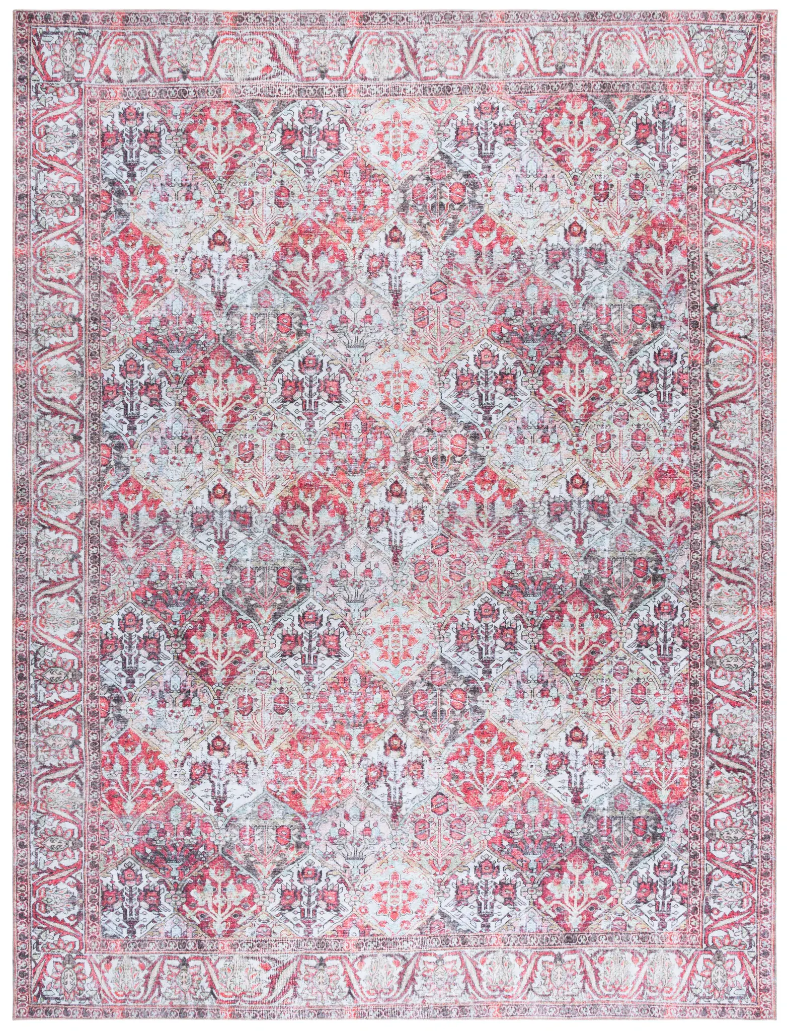 Vintage Serapi Diamond Grid Washable Rug