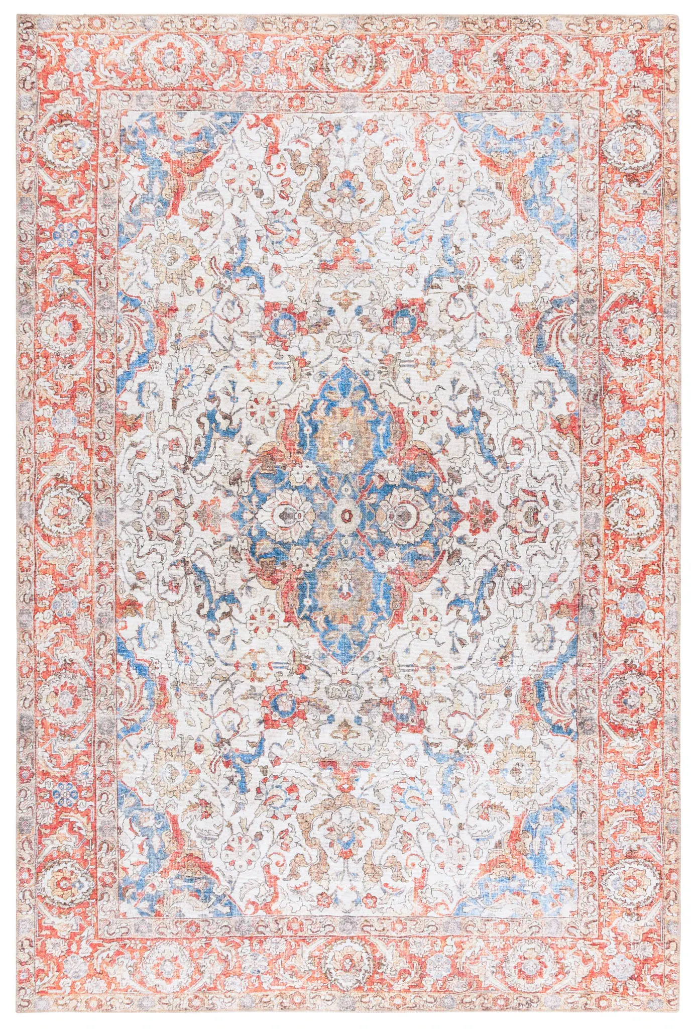 Vintage Serapi Open Medallion Washable Rug