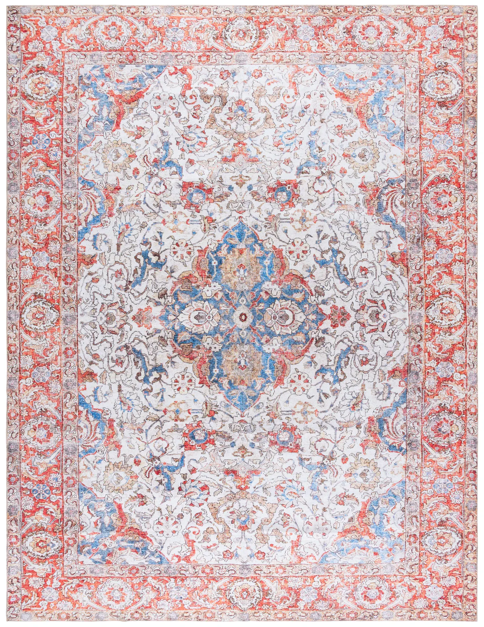 Vintage Serapi Open Medallion Washable Rug