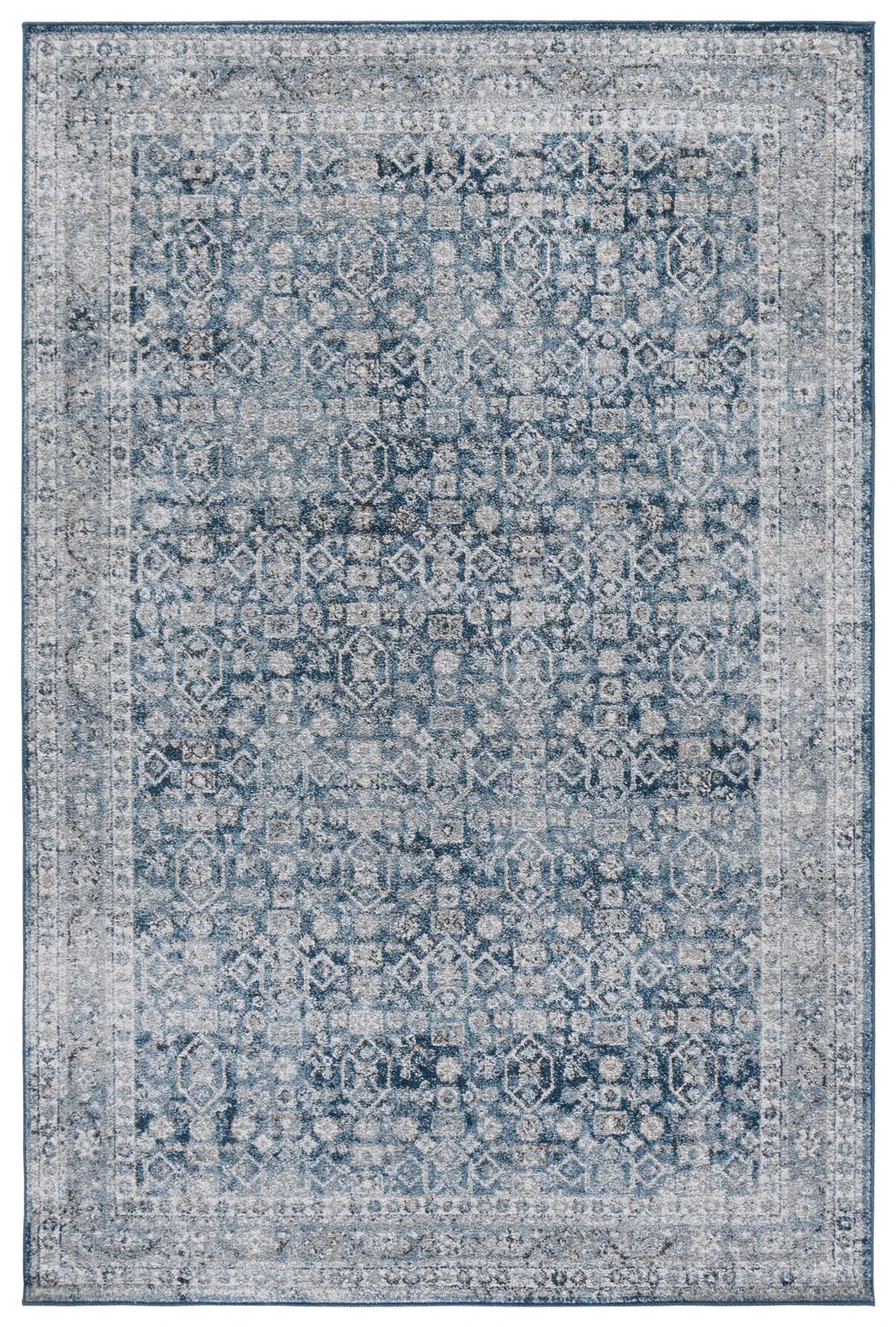 Vintage Tabriz Bordered Geometric Rug
