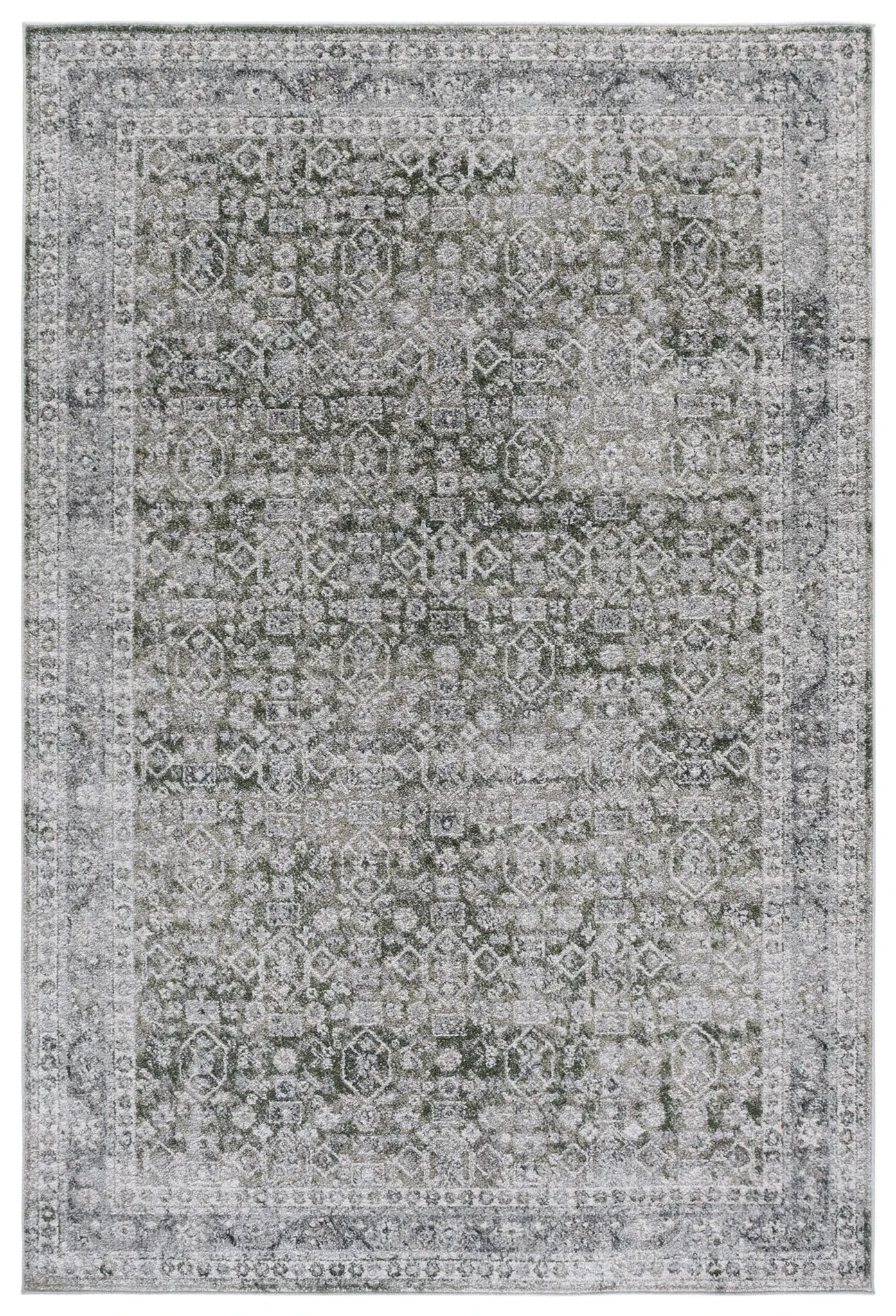 Vintage Tabriz Bordered Geometric Rug