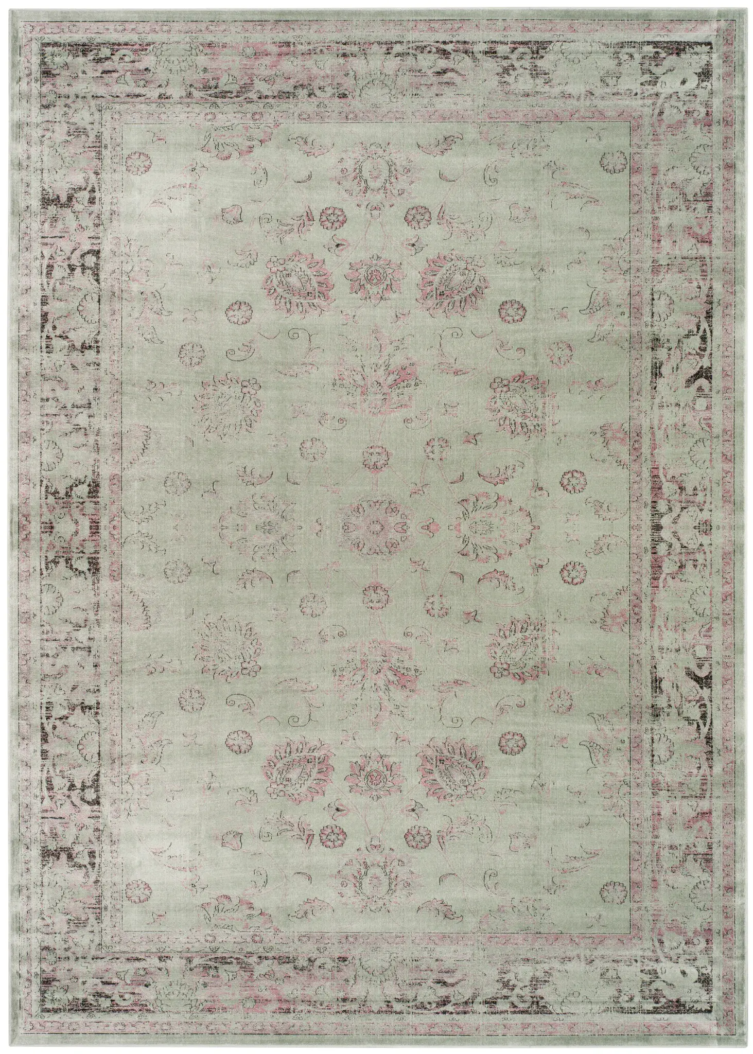 Vintage Distressed Floral Rug