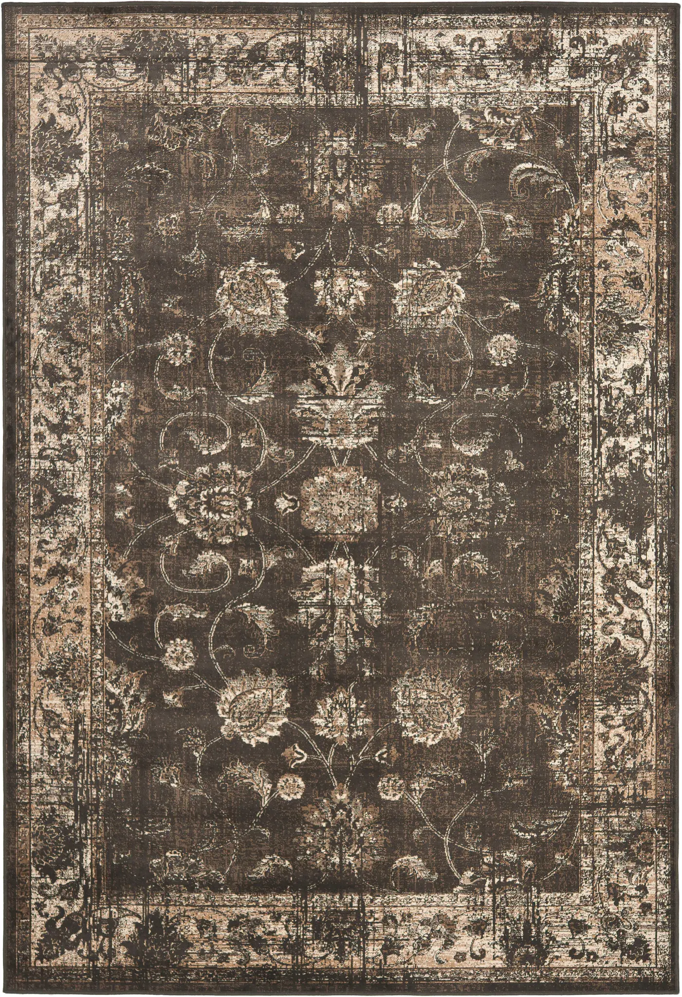 Vintage Distressed Floral Rug