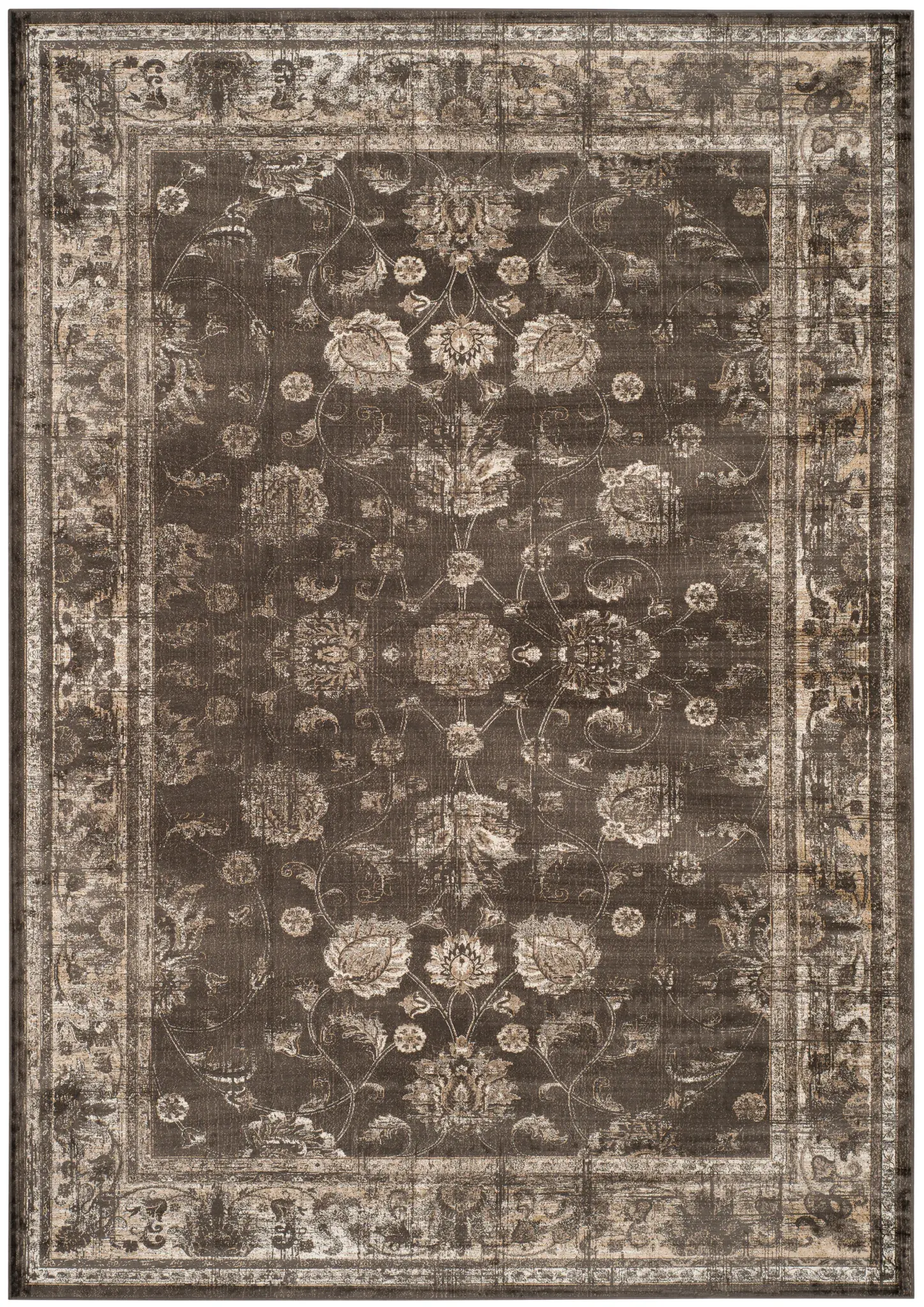 Vintage Distressed Floral Rug