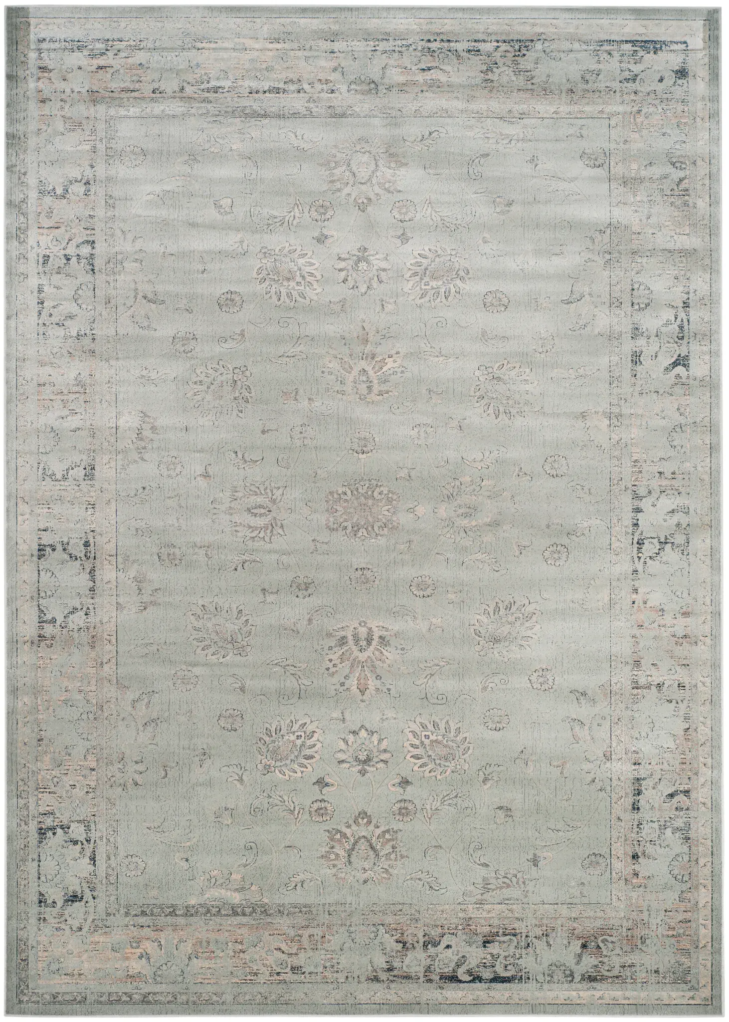 Vintage Distressed Floral Rug