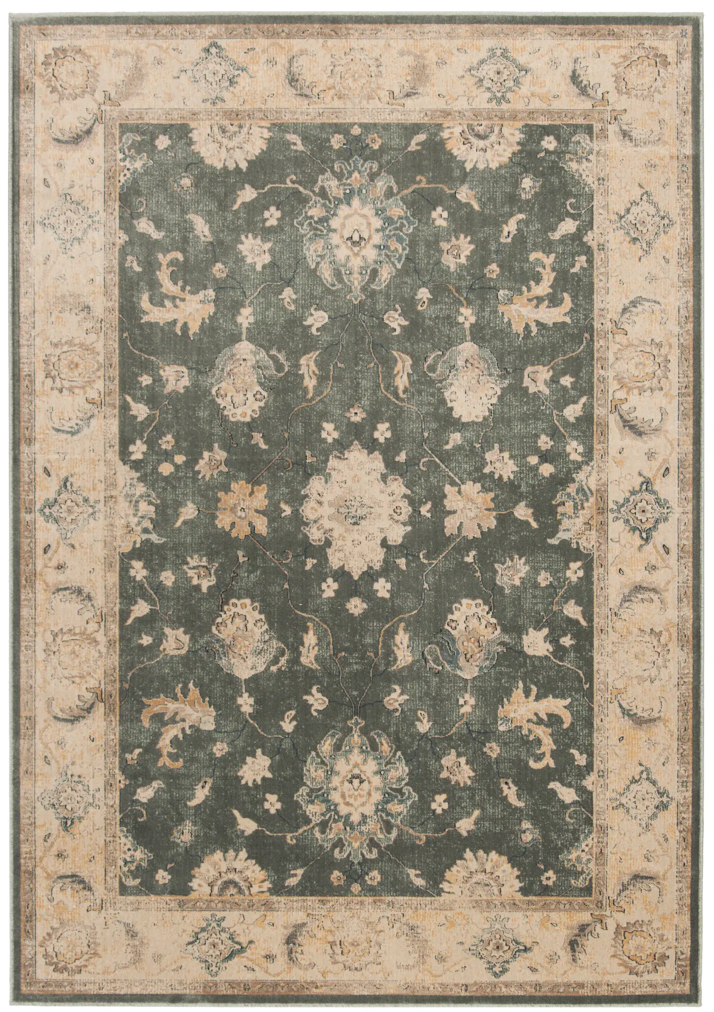 Vintage Traditional Medallion Bordered Viscose Rug