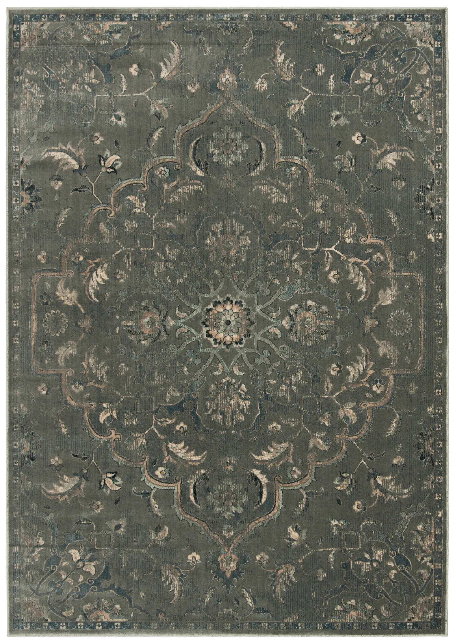 Vintage Distressed Medallion Viscose Rug