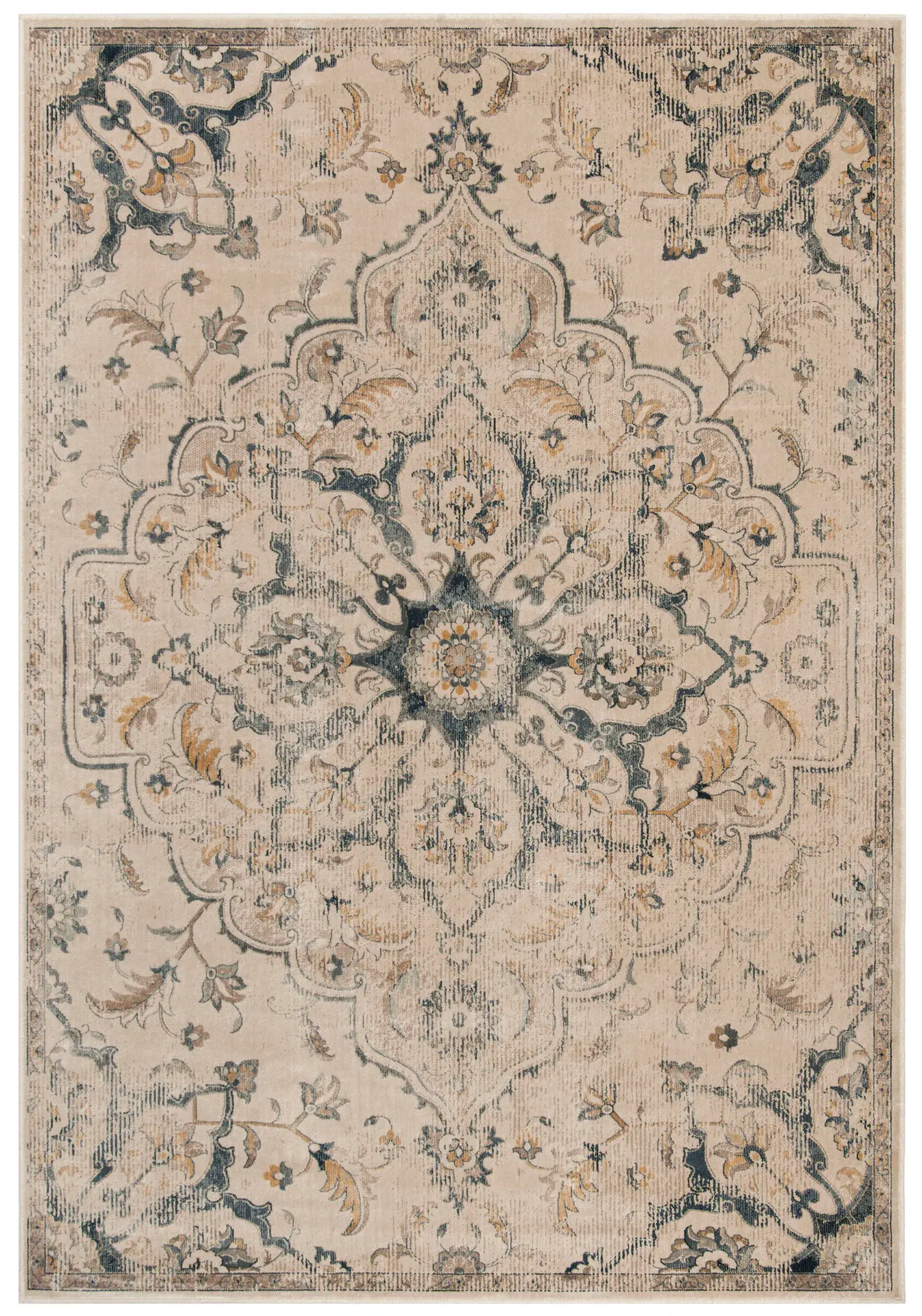 Vintage Distressed Medallion Viscose Rug