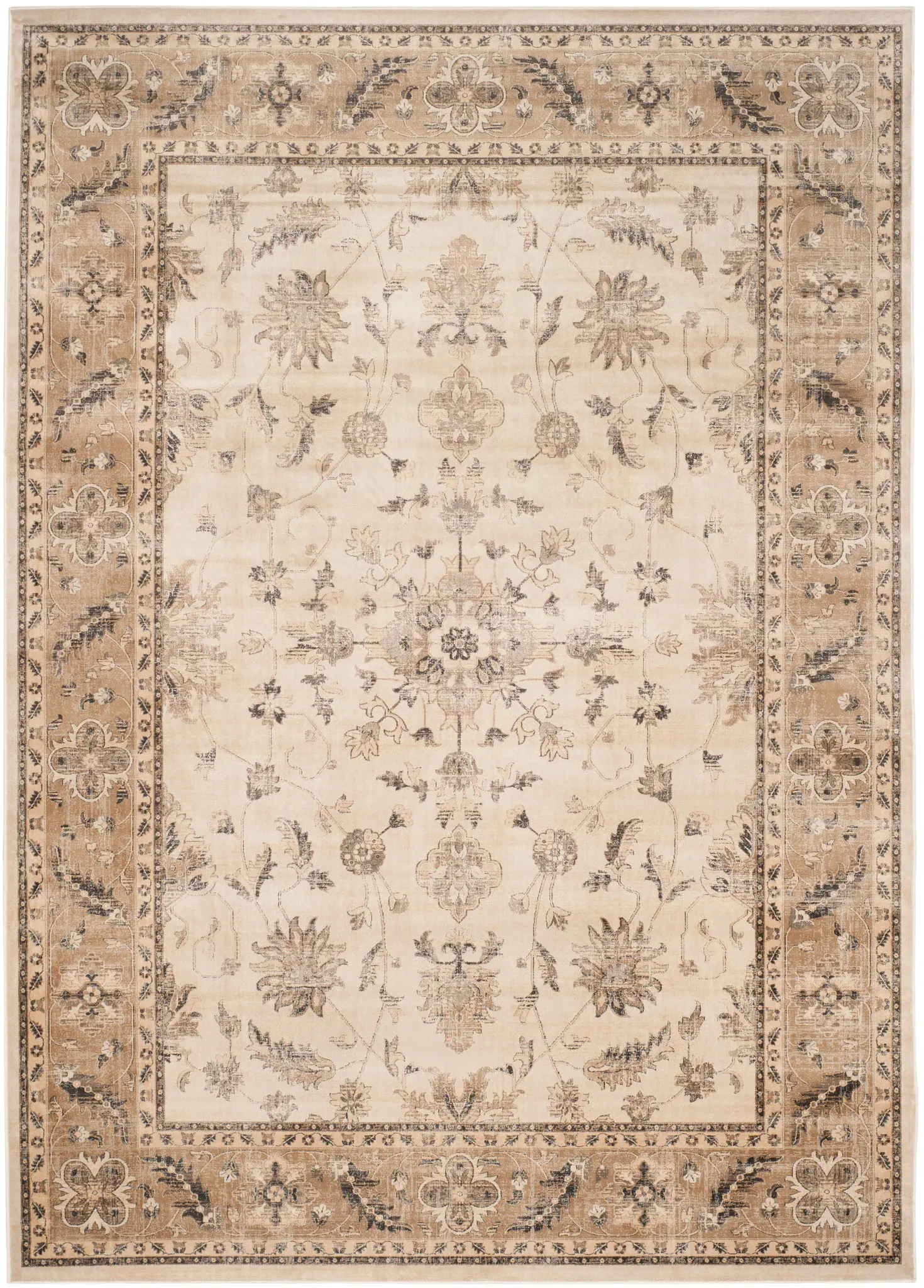 Vintage Floral Medallion Viscose Rug
